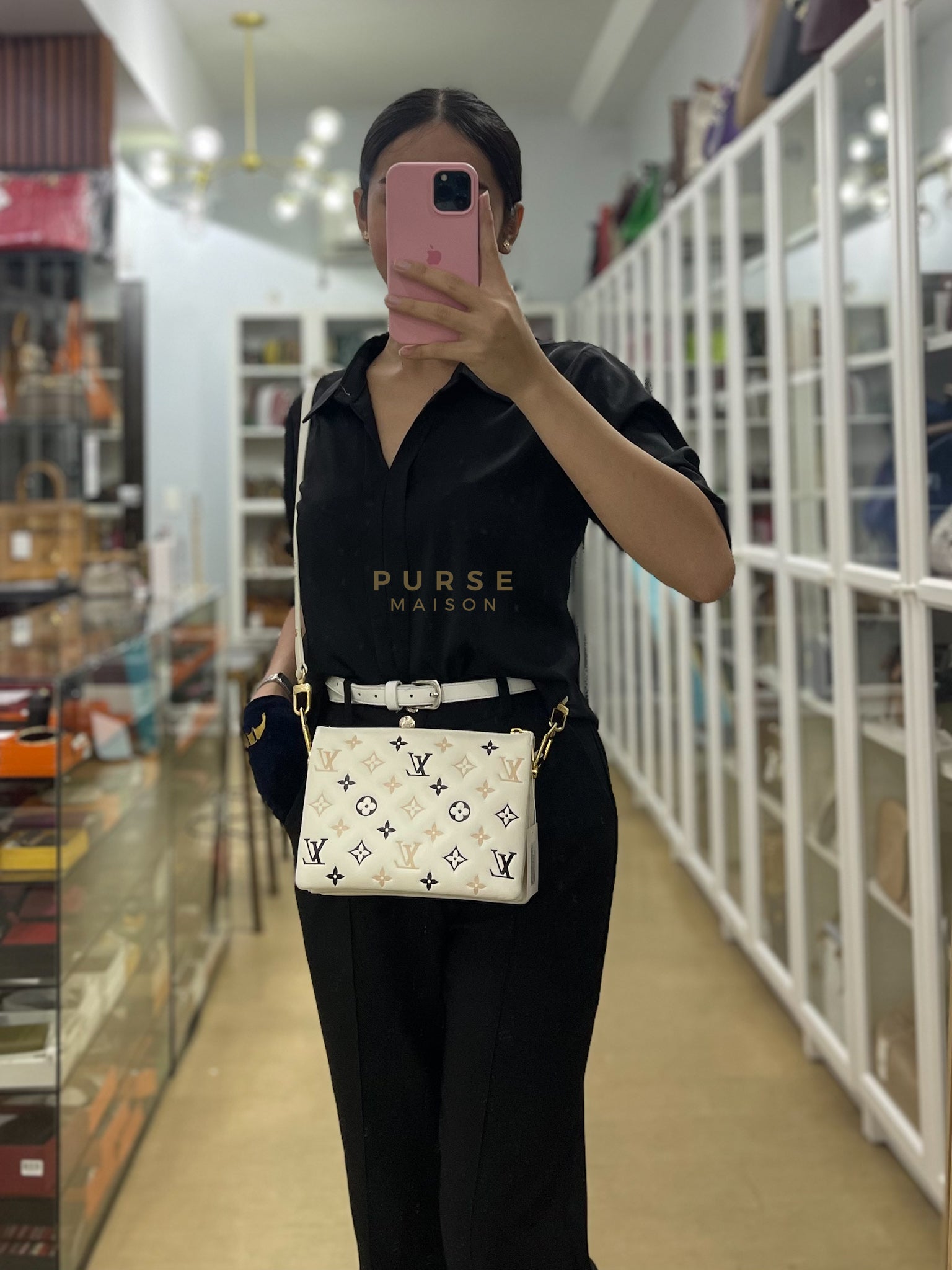 Coussin BB in Tricolor Embossed Monogram Calfskin Leather (Microchip) | Purse Maison Luxury Bags Shop