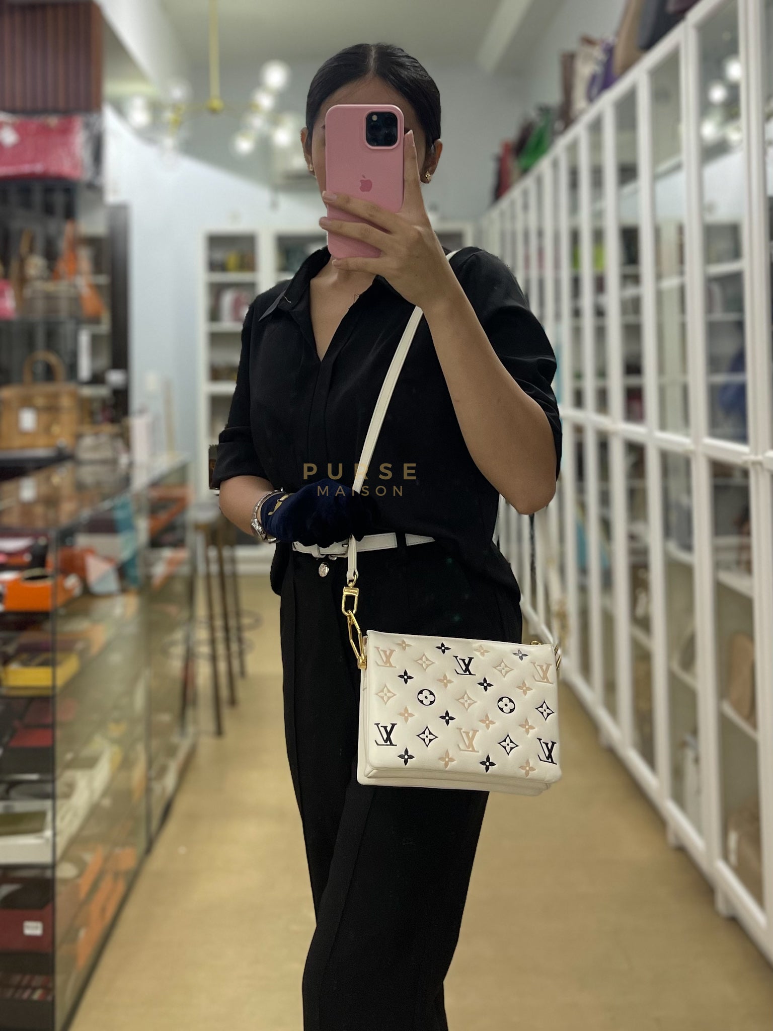 Coussin BB in Tricolor Embossed Monogram Calfskin Leather (Microchip) | Purse Maison Luxury Bags Shop