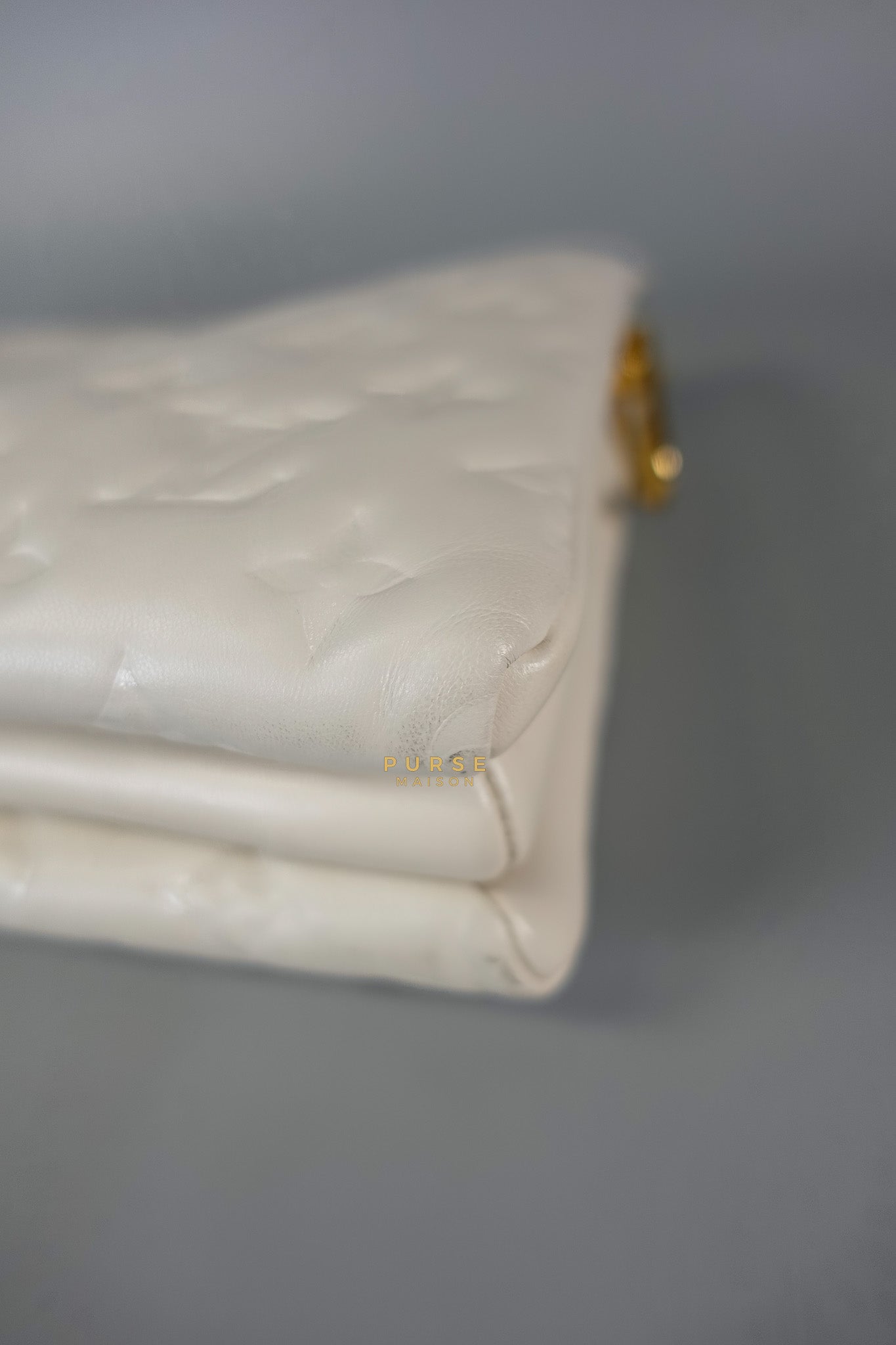 Gold Monogram Lamb Leather Pochette Coussin | Purse Maison Luxury Bags Shop