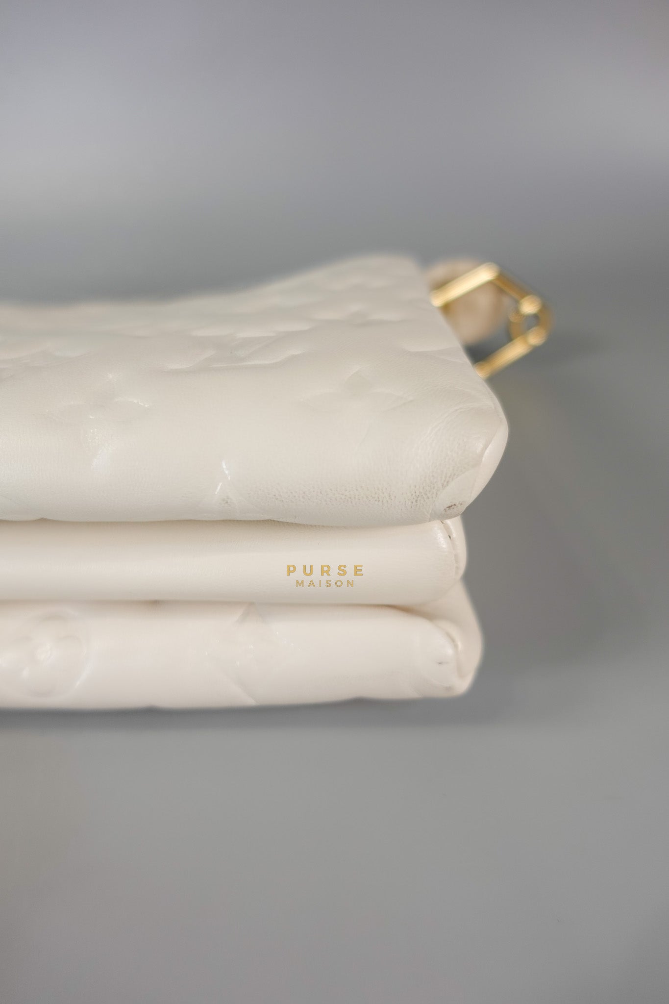 Gold Monogram Lamb Leather Pochette Coussin | Purse Maison Luxury Bags Shop