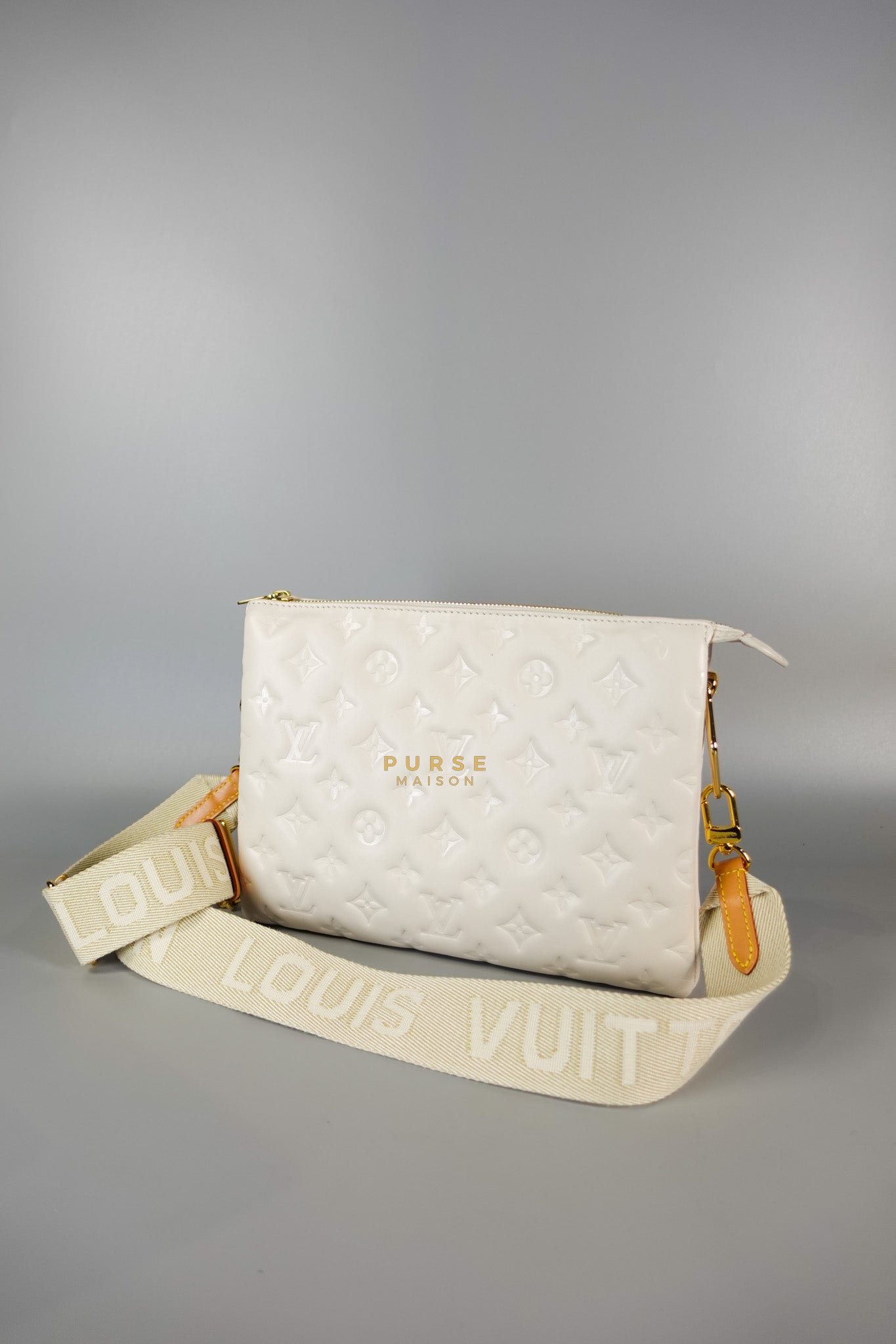 Gold Monogram Lamb Leather Pochette Coussin | Purse Maison Luxury Bags Shop