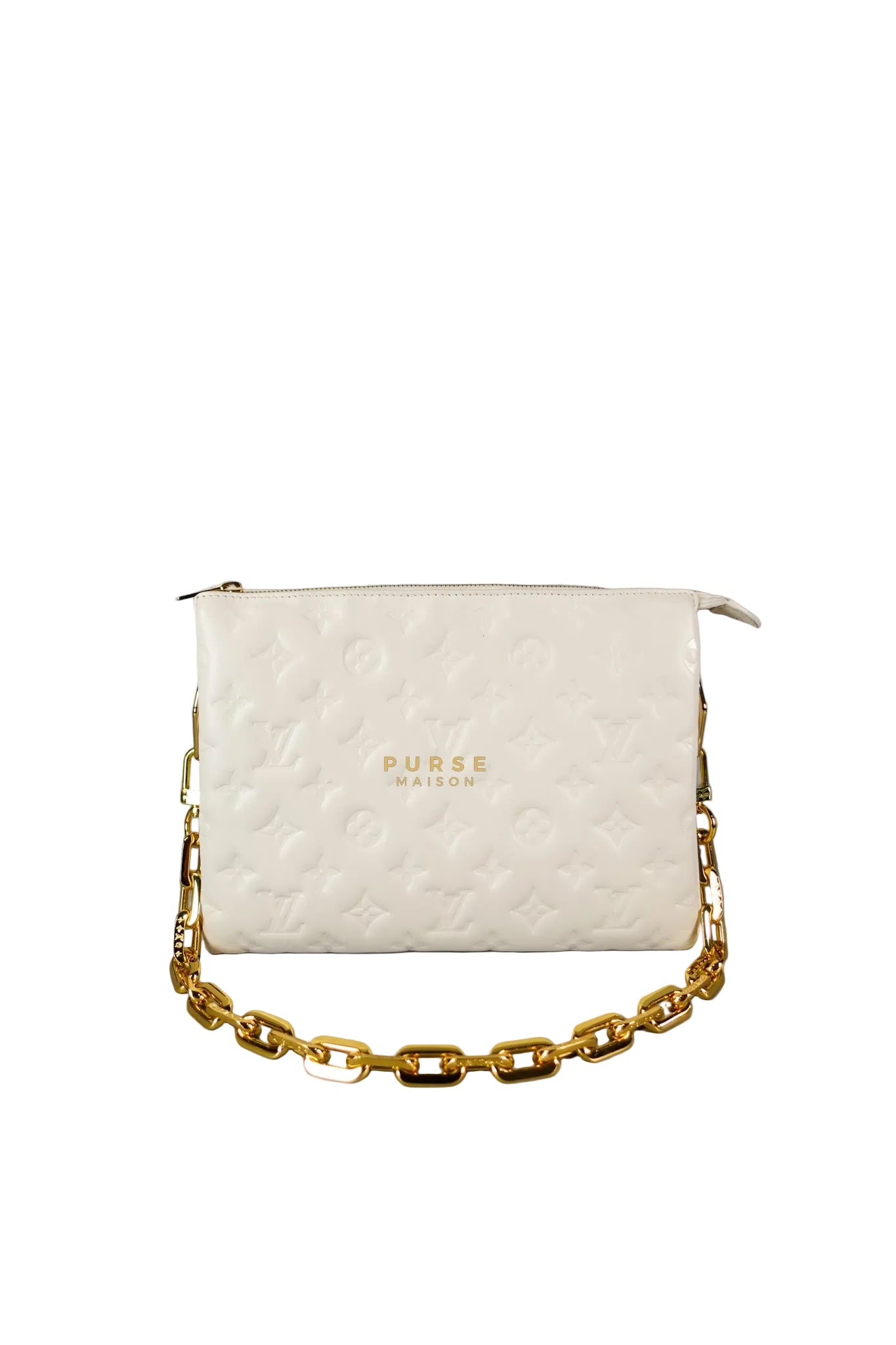 Gold Monogram Lamb Leather Pochette Coussin | Purse Maison Luxury Bags Shop