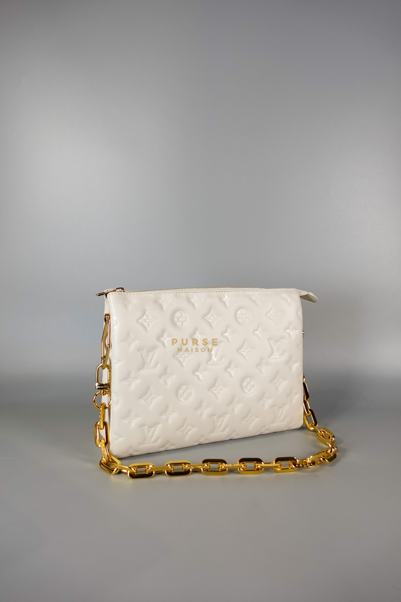 Gold Monogram Lamb Leather Pochette Coussin | Purse Maison Luxury Bags Shop