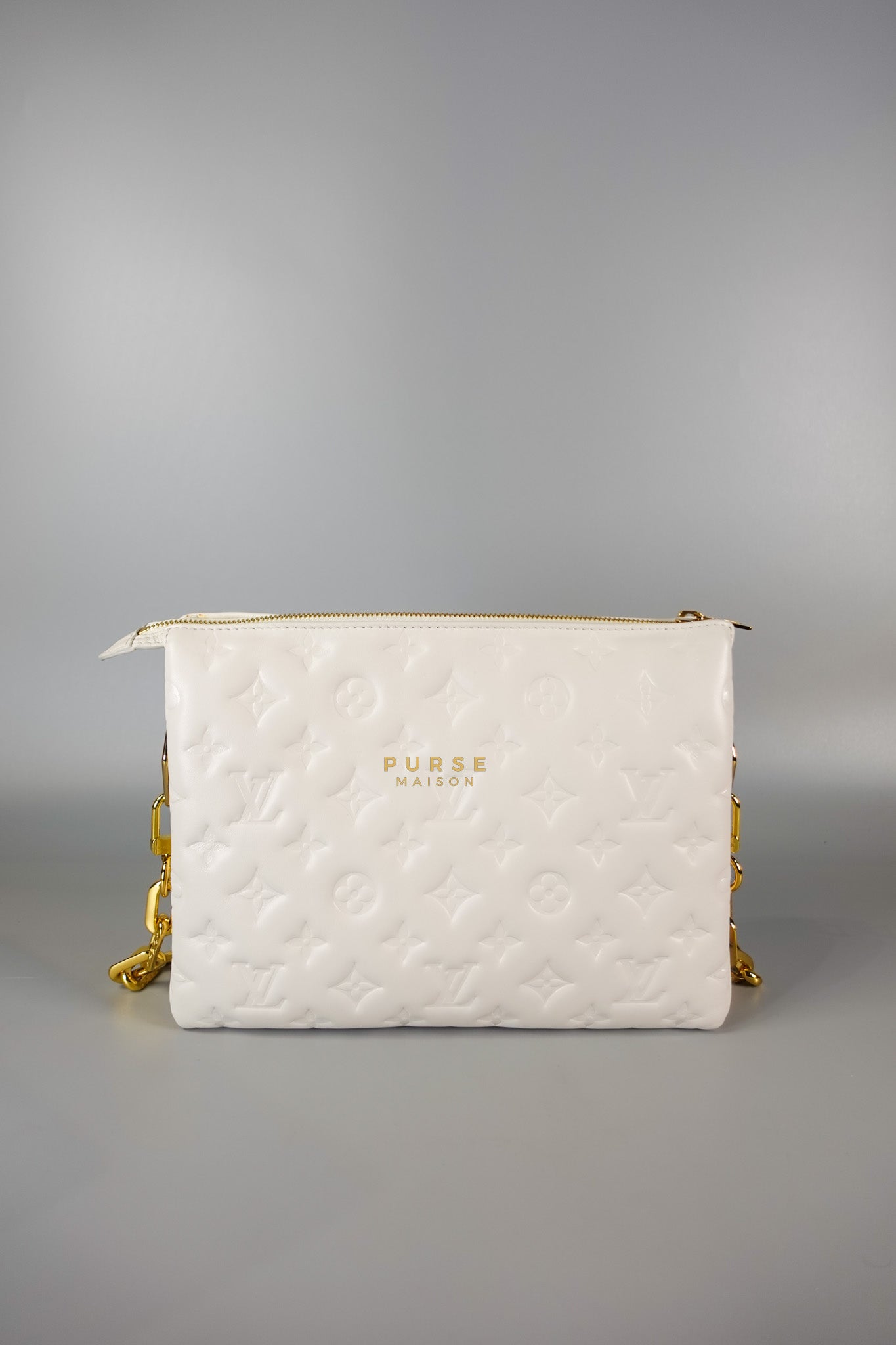 Gold Monogram Lamb Leather Pochette Coussin | Purse Maison Luxury Bags Shop