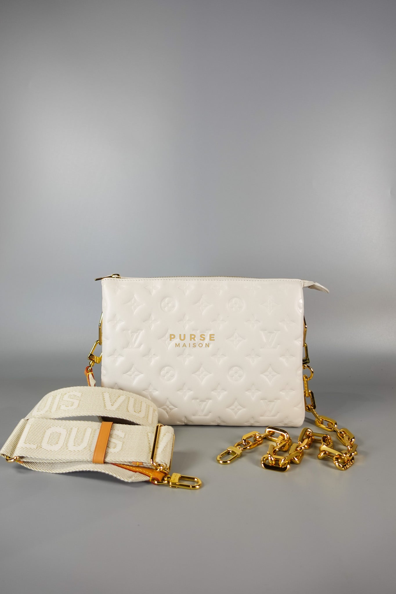 Gold Monogram Lamb Leather Pochette Coussin | Purse Maison Luxury Bags Shop