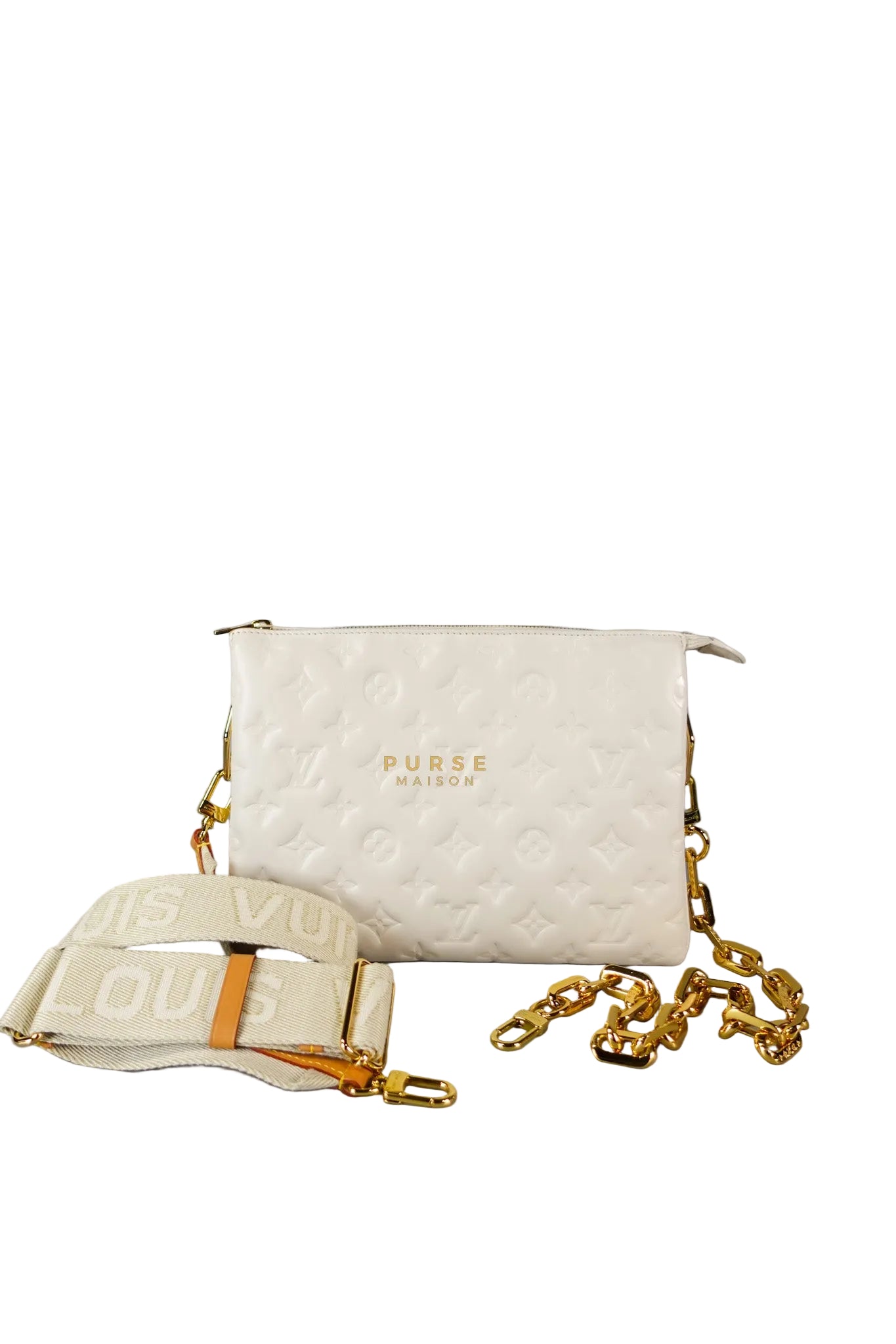 Gold Monogram Lamb Leather Pochette Coussin | Purse Maison Luxury Bags Shop