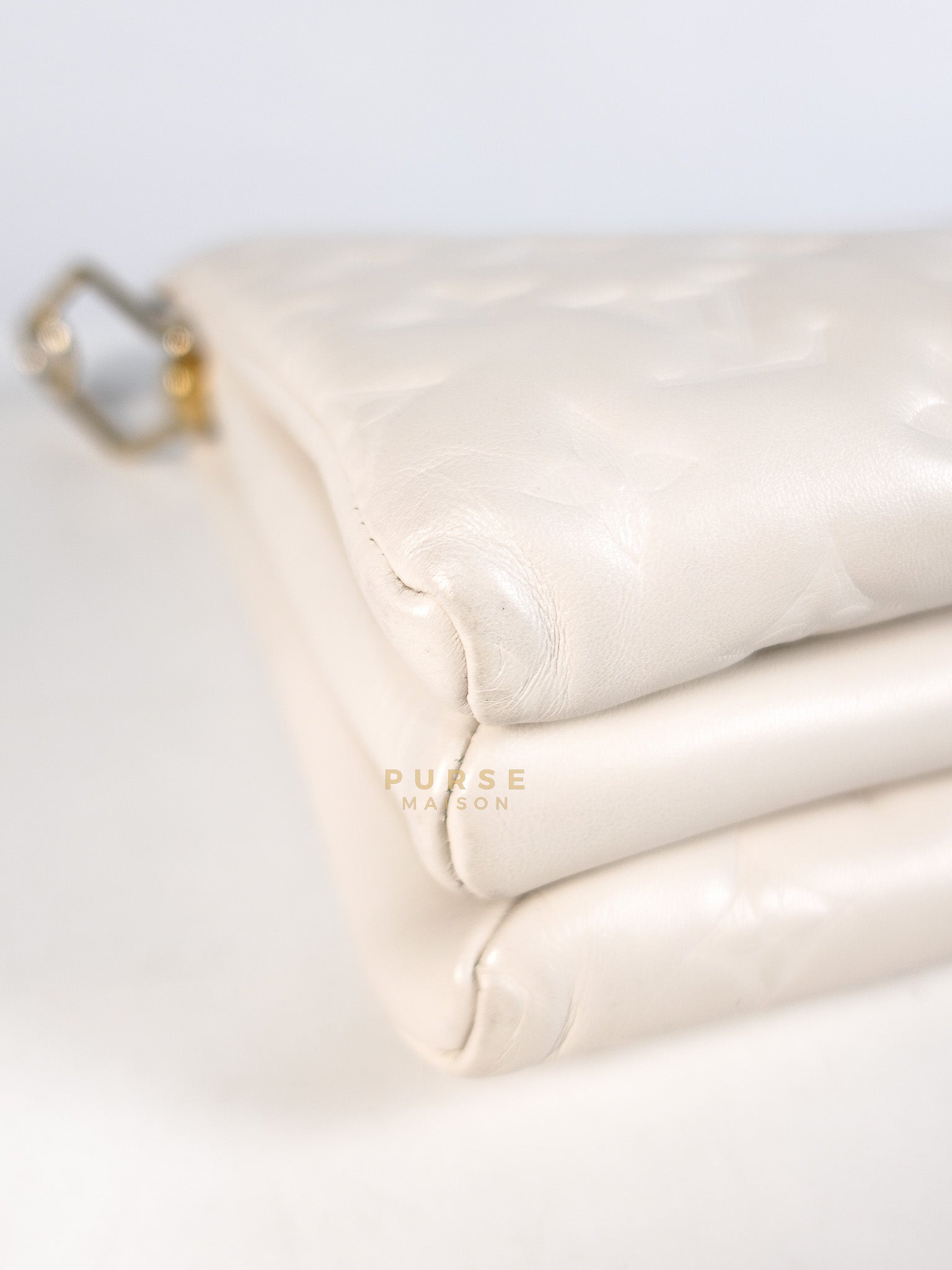 Coussin PM Bag in White Monogram Lambskin Leather (Date Code: PL1201) | Purse Maison Luxury Bags Shop