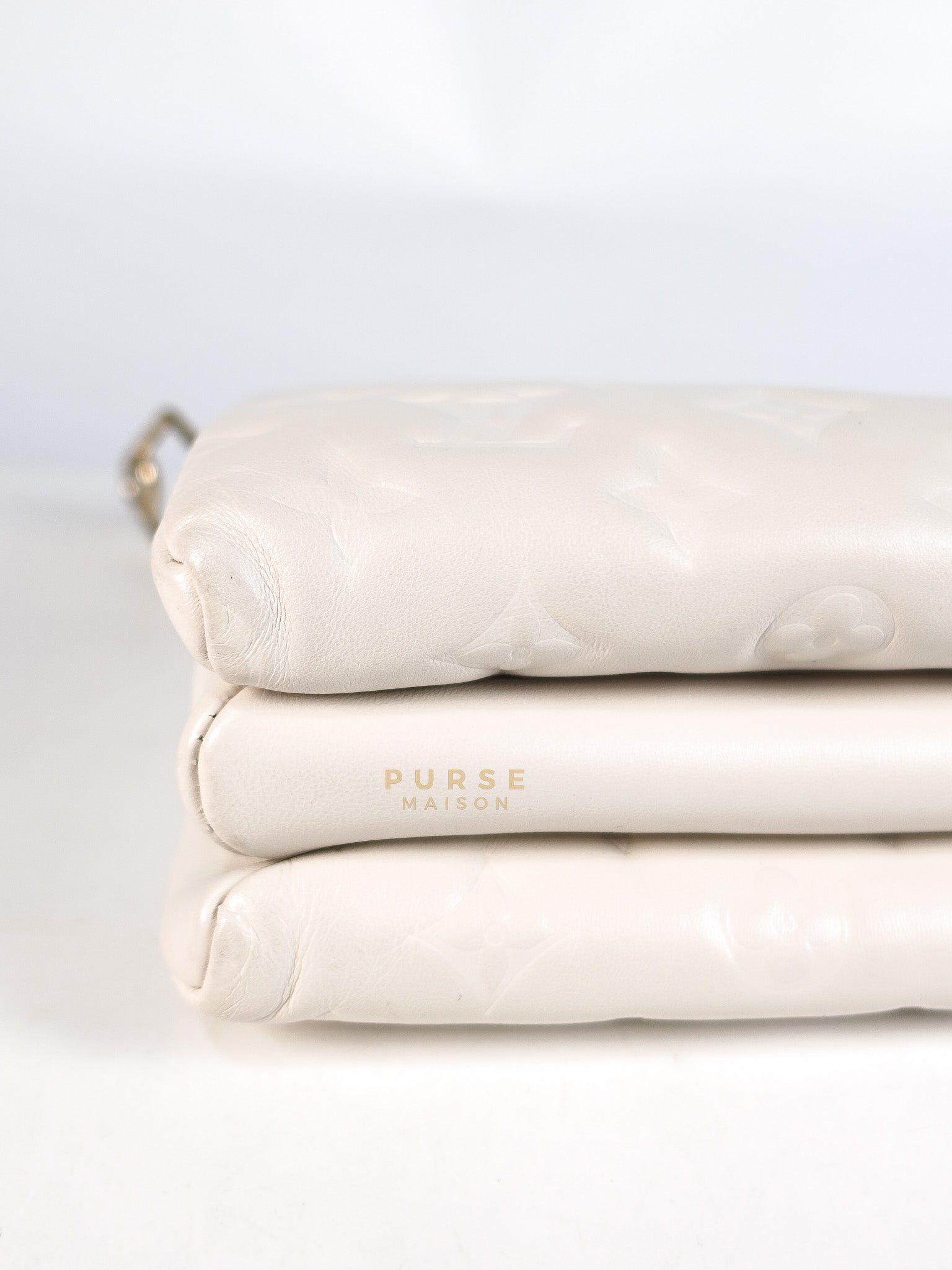 Coussin PM Bag in White Monogram Lambskin Leather (Date Code: PL1201) | Purse Maison Luxury Bags Shop