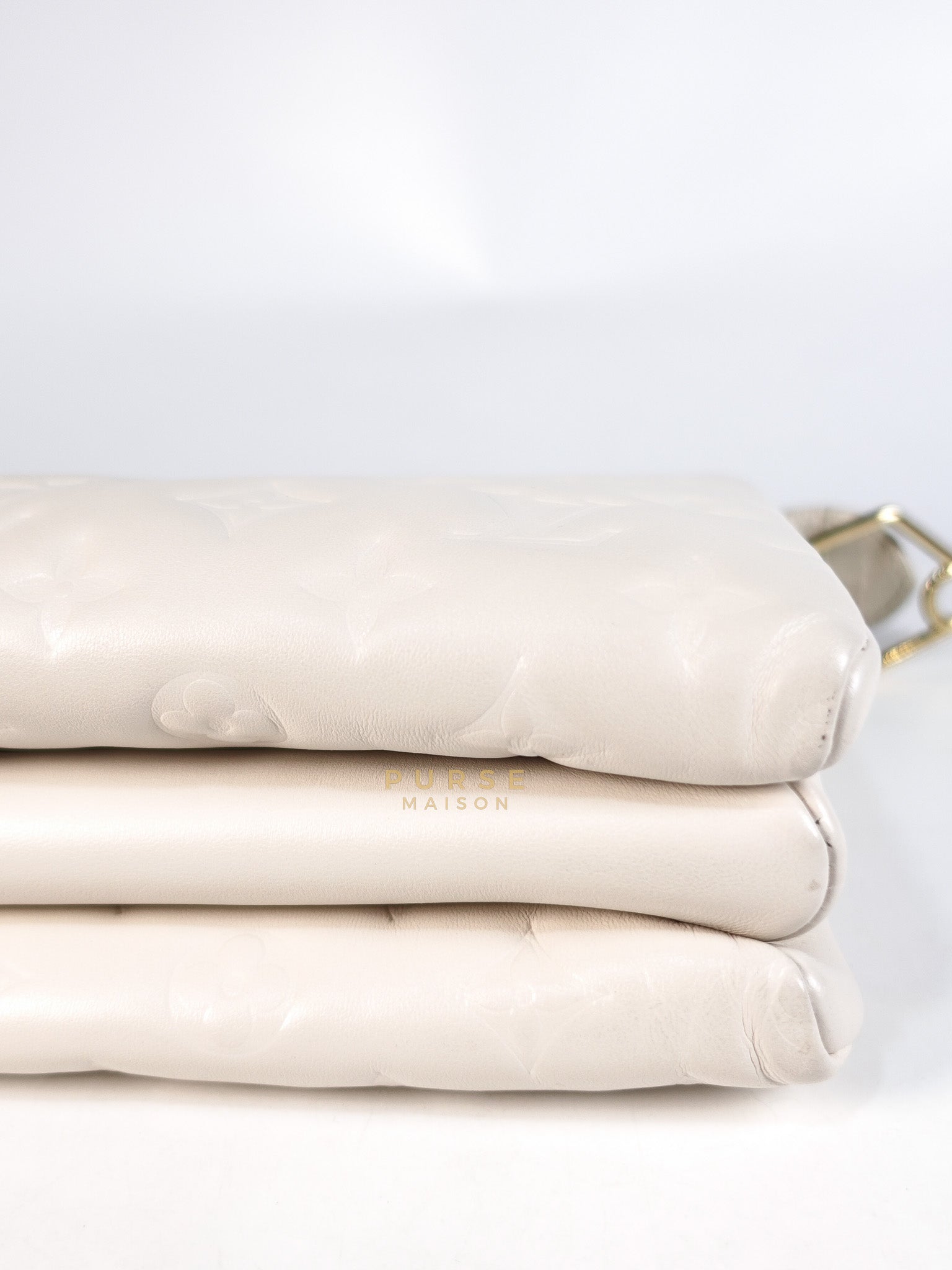 Coussin PM Bag in White Monogram Lambskin Leather (Date Code: PL1201) | Purse Maison Luxury Bags Shop