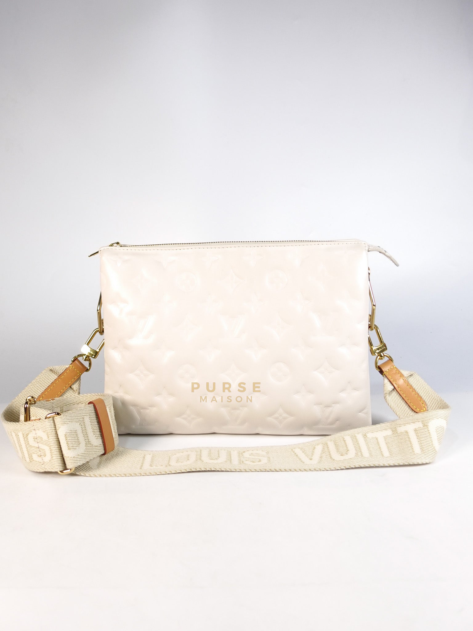 Coussin PM Bag in White Monogram Lambskin Leather (Date Code: PL1201) | Purse Maison Luxury Bags Shop