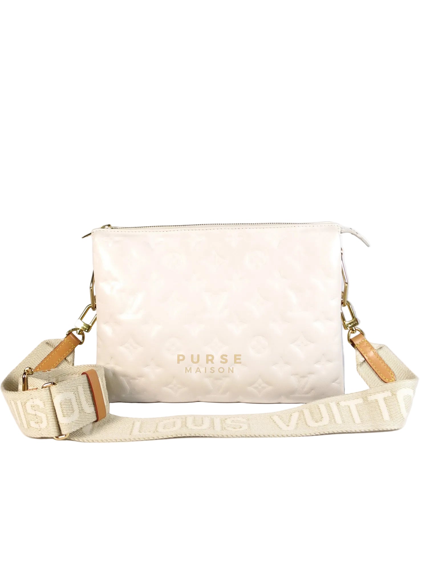 Coussin PM Bag in White Monogram Lambskin Leather (Date Code: PL1201) | Purse Maison Luxury Bags Shop