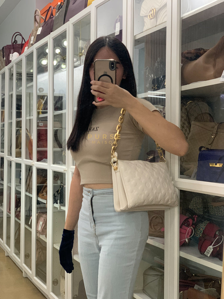 Coussin PM Bag in White Monogram Lambskin Leather (Date Code: PL1201) | Purse Maison Luxury Bags Shop