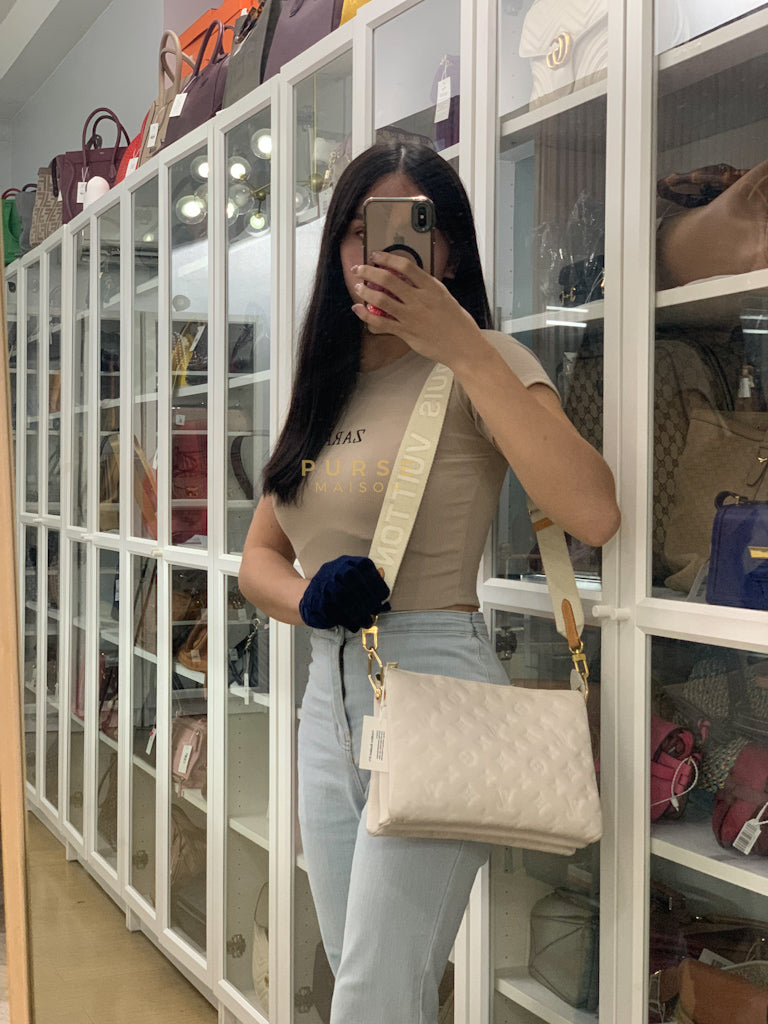 Coussin PM Bag in White Monogram Lambskin Leather (Date Code: PL1201) | Purse Maison Luxury Bags Shop