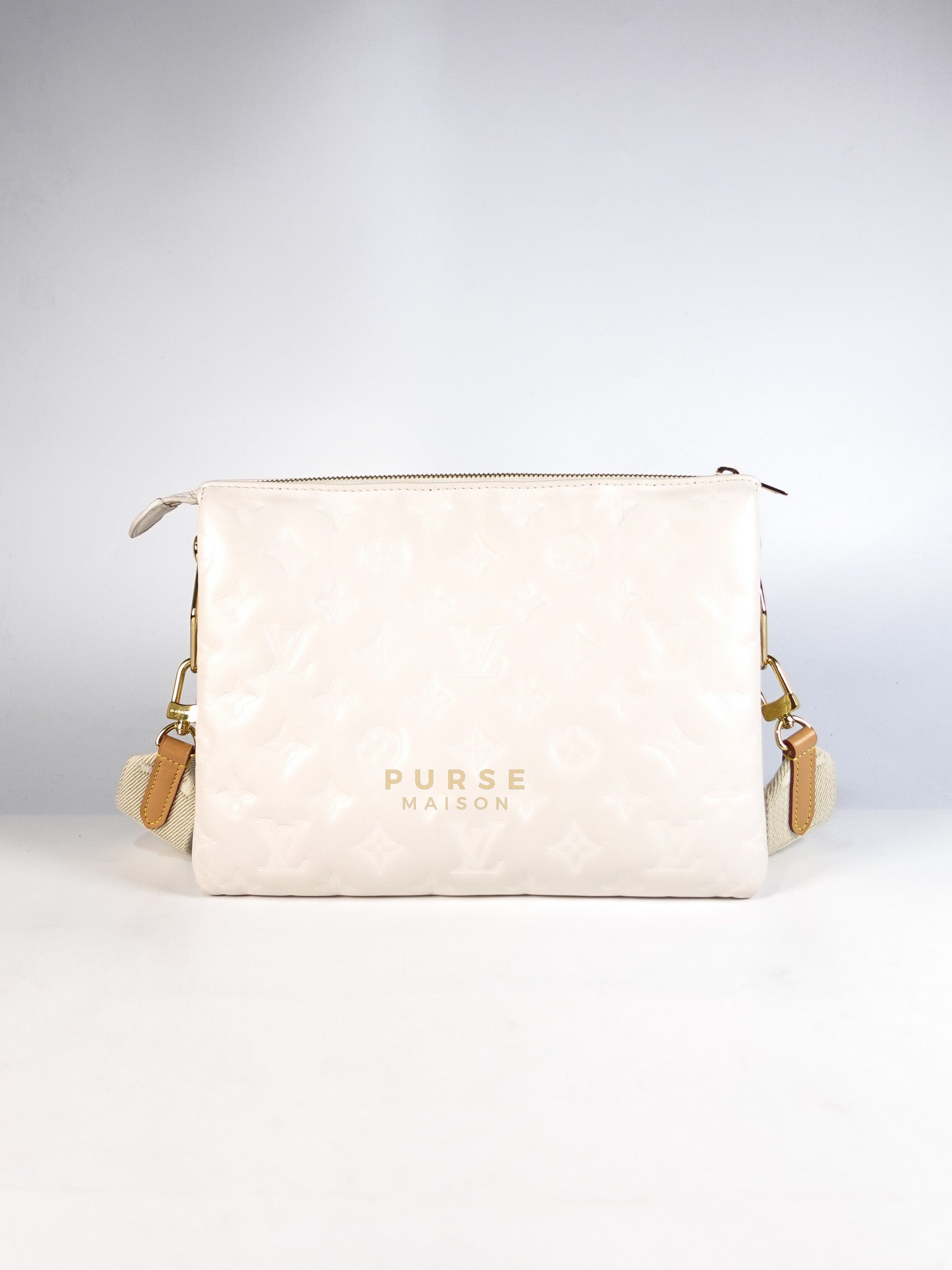 Coussin PM Bag in White Monogram Lambskin Leather (Date Code: PL1201) | Purse Maison Luxury Bags Shop