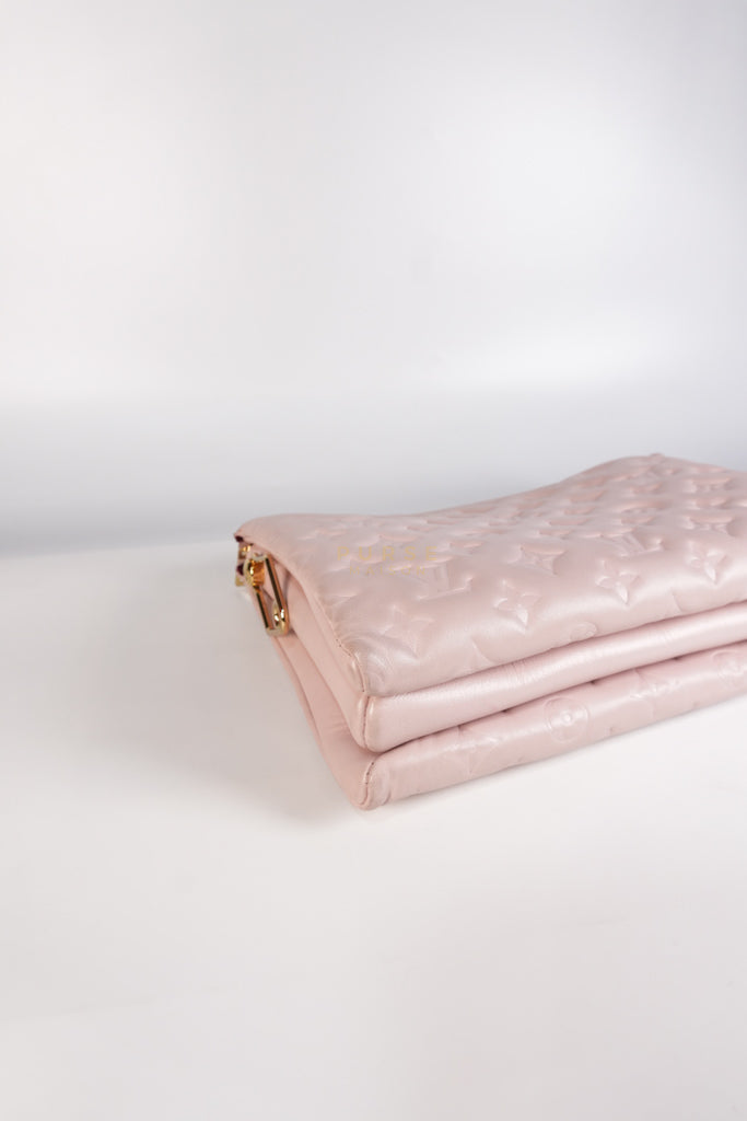 Coussin PM Rose Pink in Embossed Monogram Calfskin Leather (Microchip) | Purse Maison Luxury Bags Shop