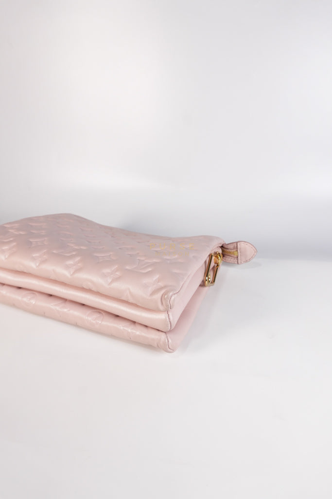 Coussin PM Rose Pink in Embossed Monogram Calfskin Leather (Microchip) | Purse Maison Luxury Bags Shop