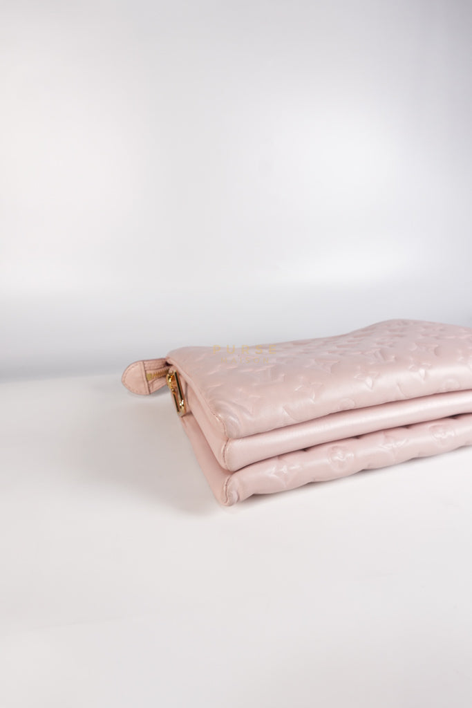 Coussin PM Rose Pink in Embossed Monogram Calfskin Leather (Microchip) | Purse Maison Luxury Bags Shop