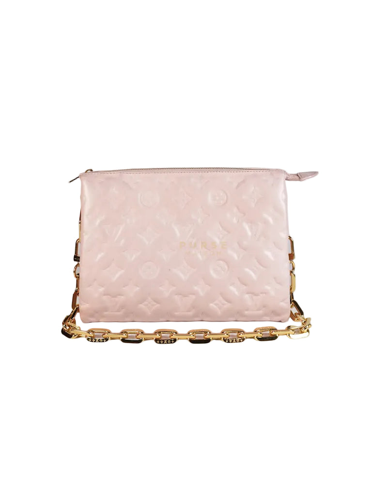 Coussin PM Rose Pink in Embossed Monogram Calfskin Leather (Microchip) | Purse Maison Luxury Bags Shop