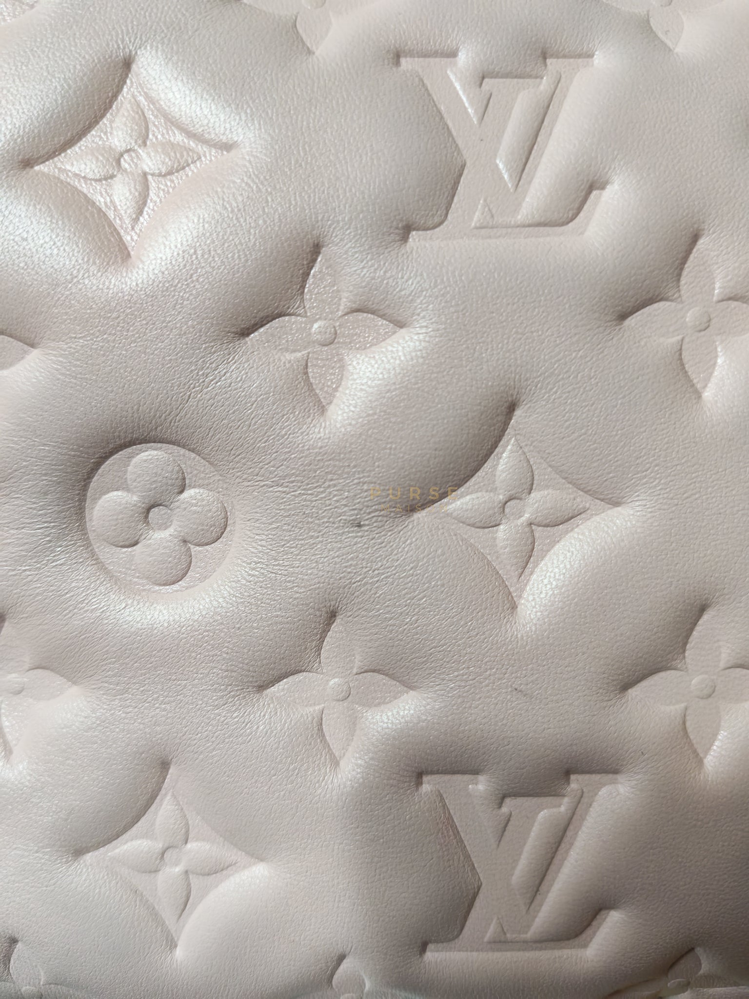 Coussin PM Rose Pink in Embossed Monogram Calfskin Leather (Microchip) | Purse Maison Luxury Bags Shop