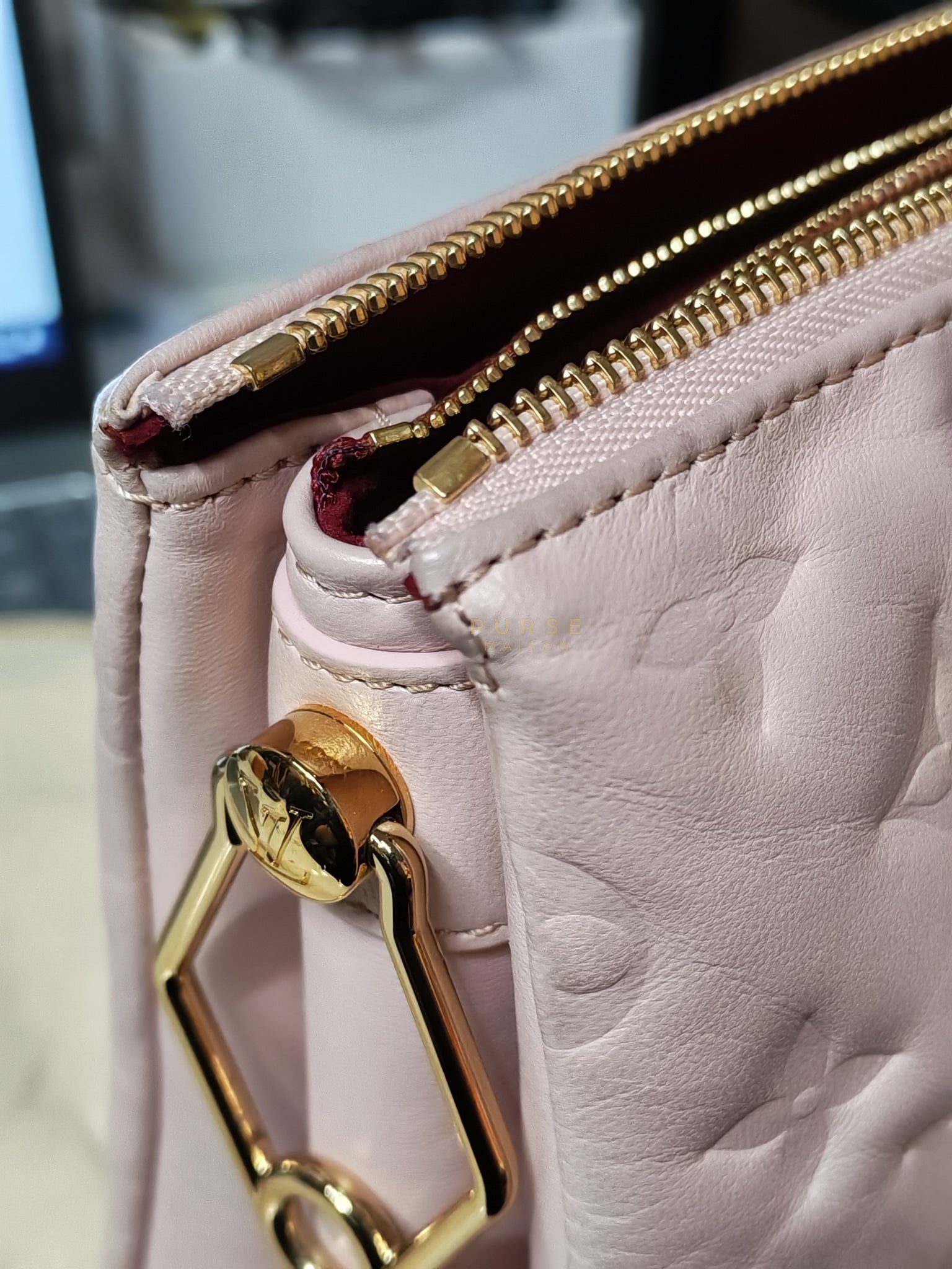 Coussin PM Rose Pink in Embossed Monogram Calfskin Leather (Microchip) | Purse Maison Luxury Bags Shop