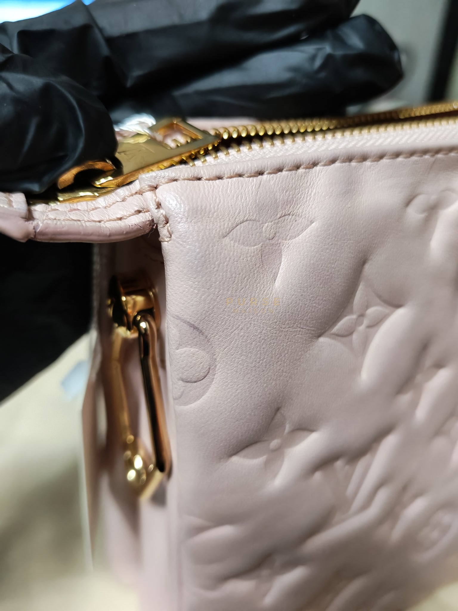 Coussin PM Rose Pink in Embossed Monogram Calfskin Leather (Microchip) | Purse Maison Luxury Bags Shop