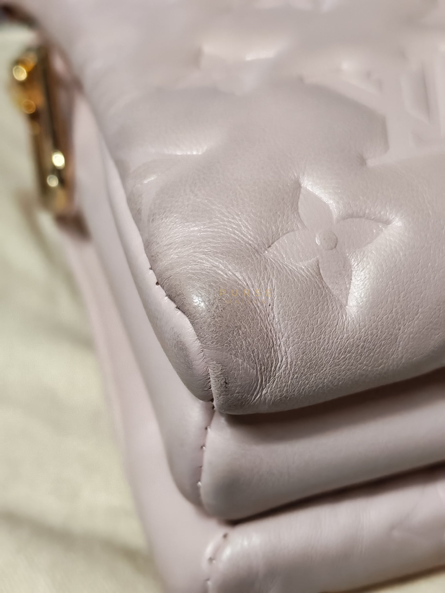 Coussin PM Rose Pink in Embossed Monogram Calfskin Leather (Microchip) | Purse Maison Luxury Bags Shop