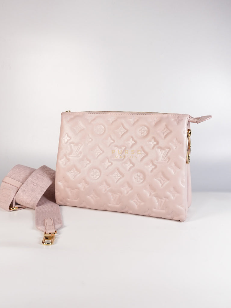 Coussin PM Rose Pink in Embossed Monogram Calfskin Leather (Microchip) | Purse Maison Luxury Bags Shop