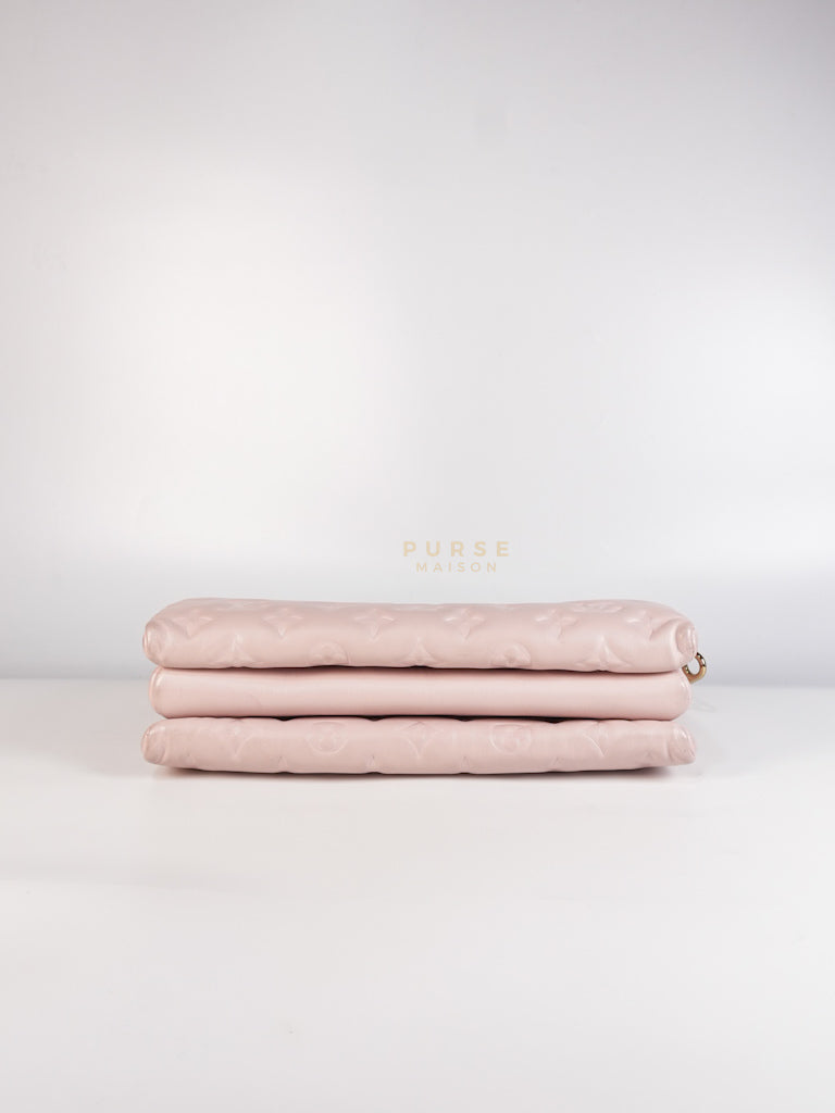 Coussin PM Rose Pink in Embossed Monogram Calfskin Leather (Microchip) | Purse Maison Luxury Bags Shop