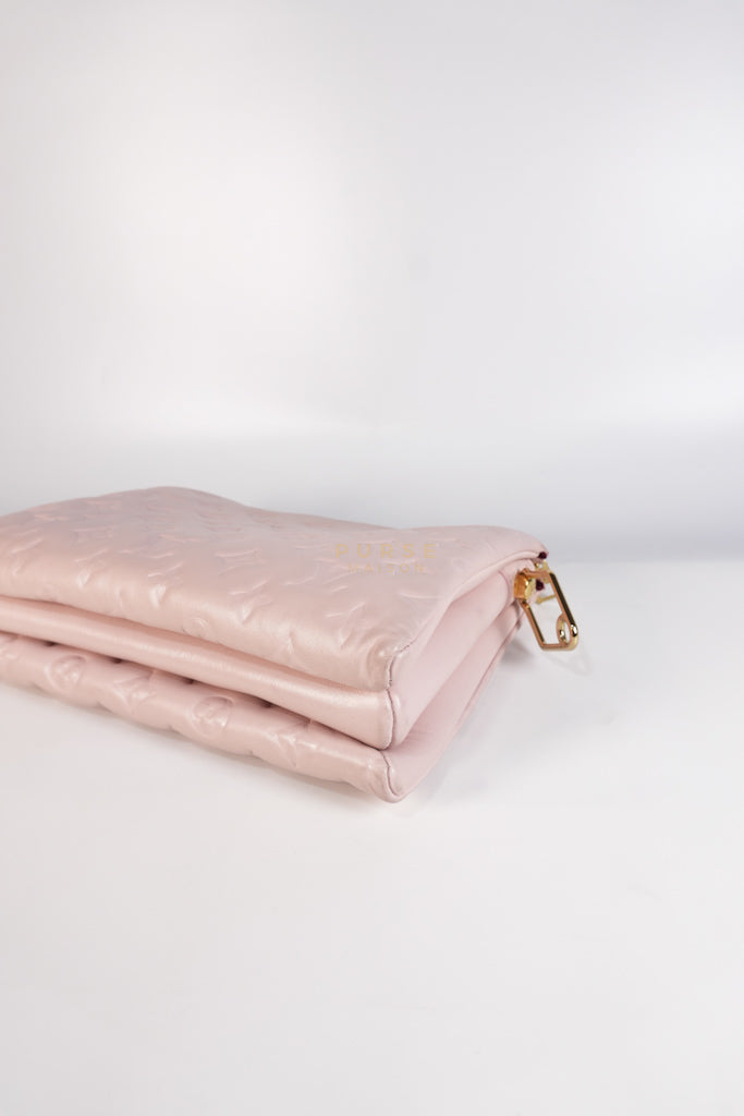 Coussin PM Rose Pink in Embossed Monogram Calfskin Leather (Microchip) | Purse Maison Luxury Bags Shop