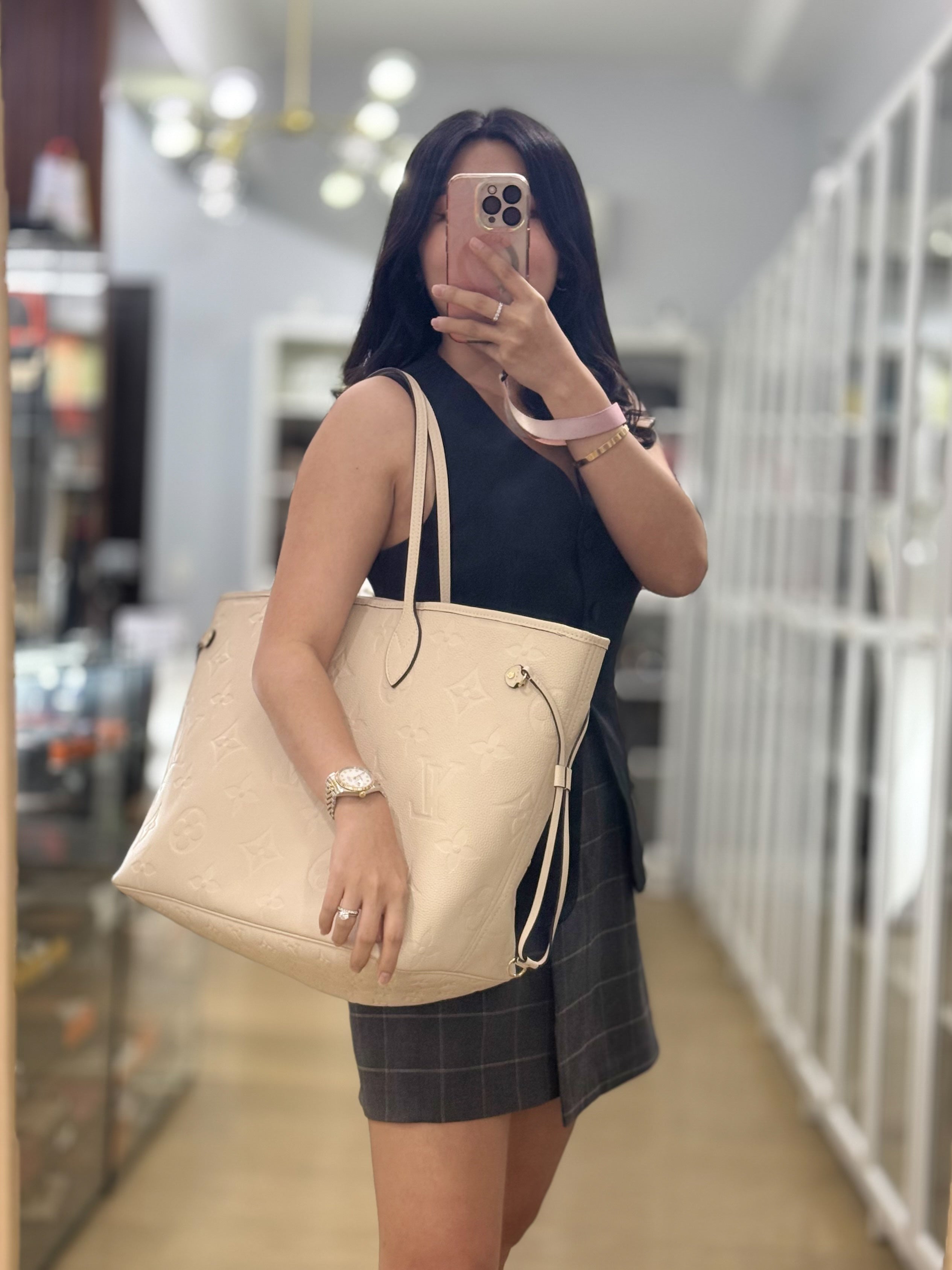 Creme Empreinte Leather Neverfull GM Bag | Purse Maison Luxury Bags Shop