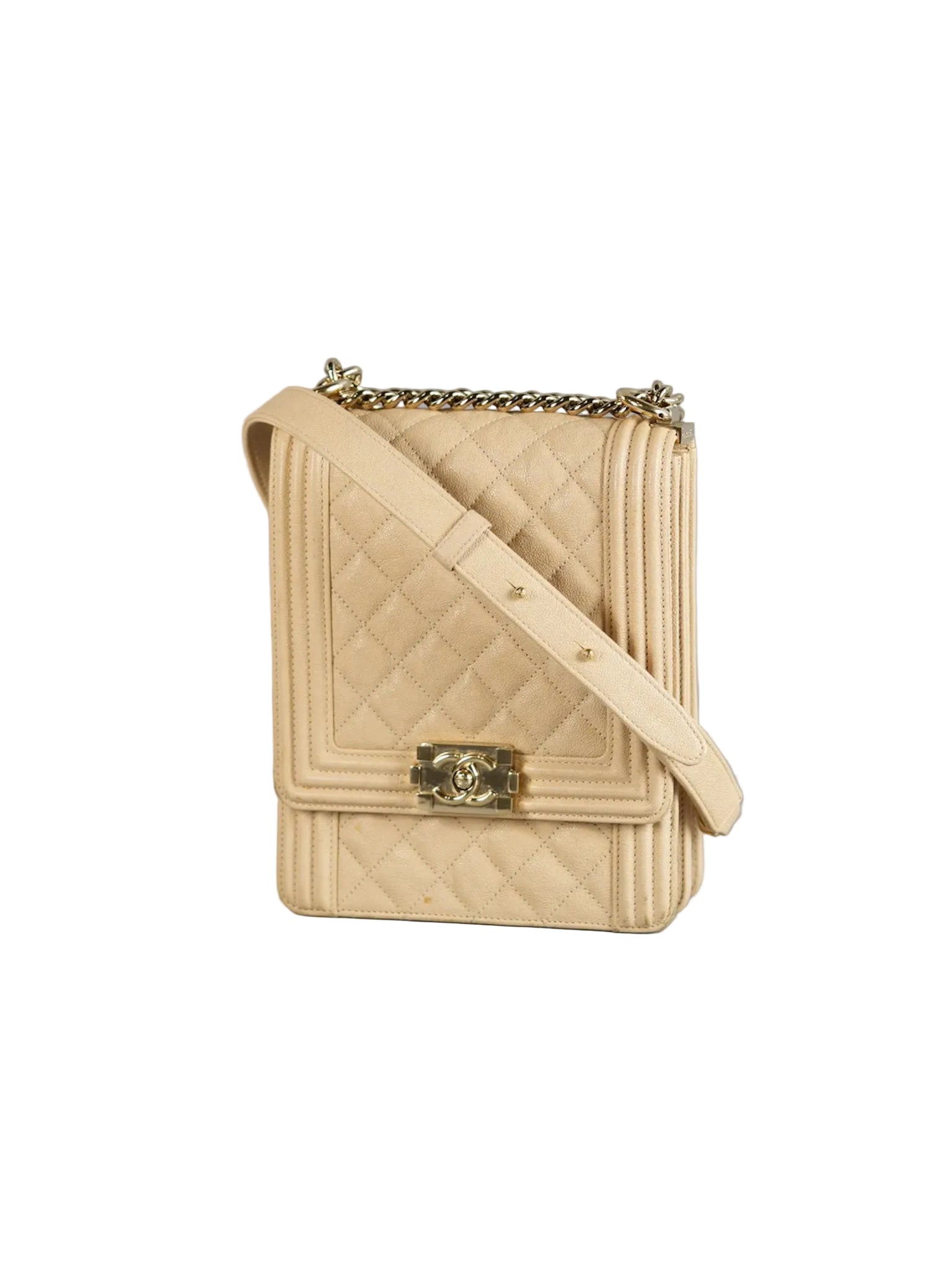 Cruise Boy North South in Light Beige Caviar Leather and Light Gold Hardware Series 29 | Purse Maison Luxury Bags Shop