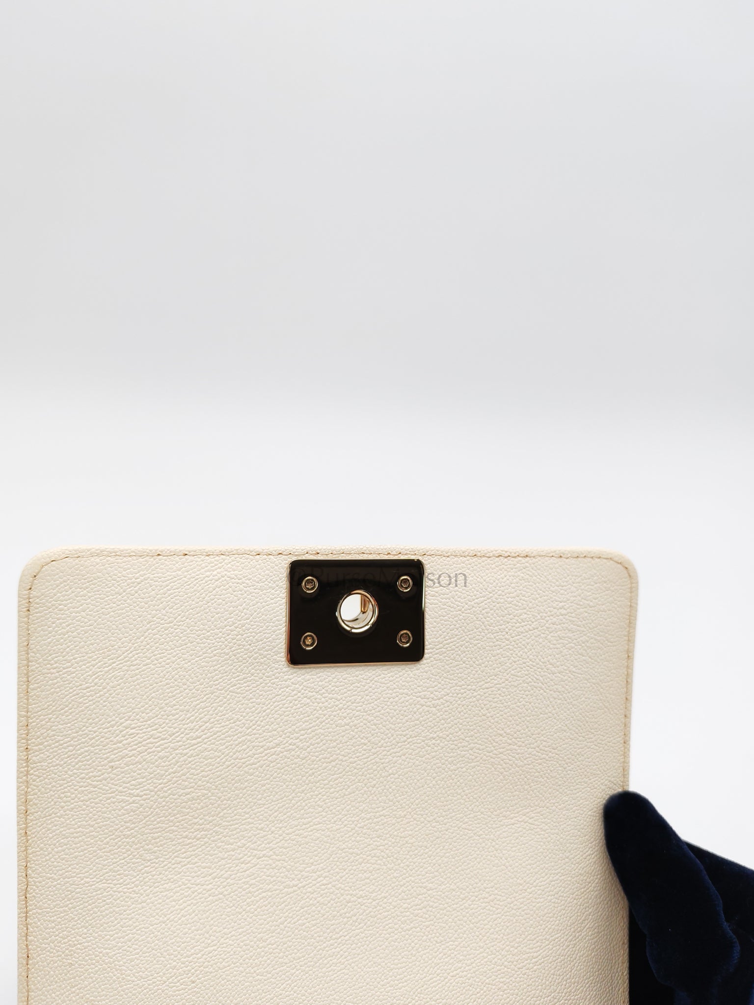 Cruise Boy North South in Off White Caviar Leather and Light Gold Hardware Series 28 | Purse Maison Luxury Bags Shop
