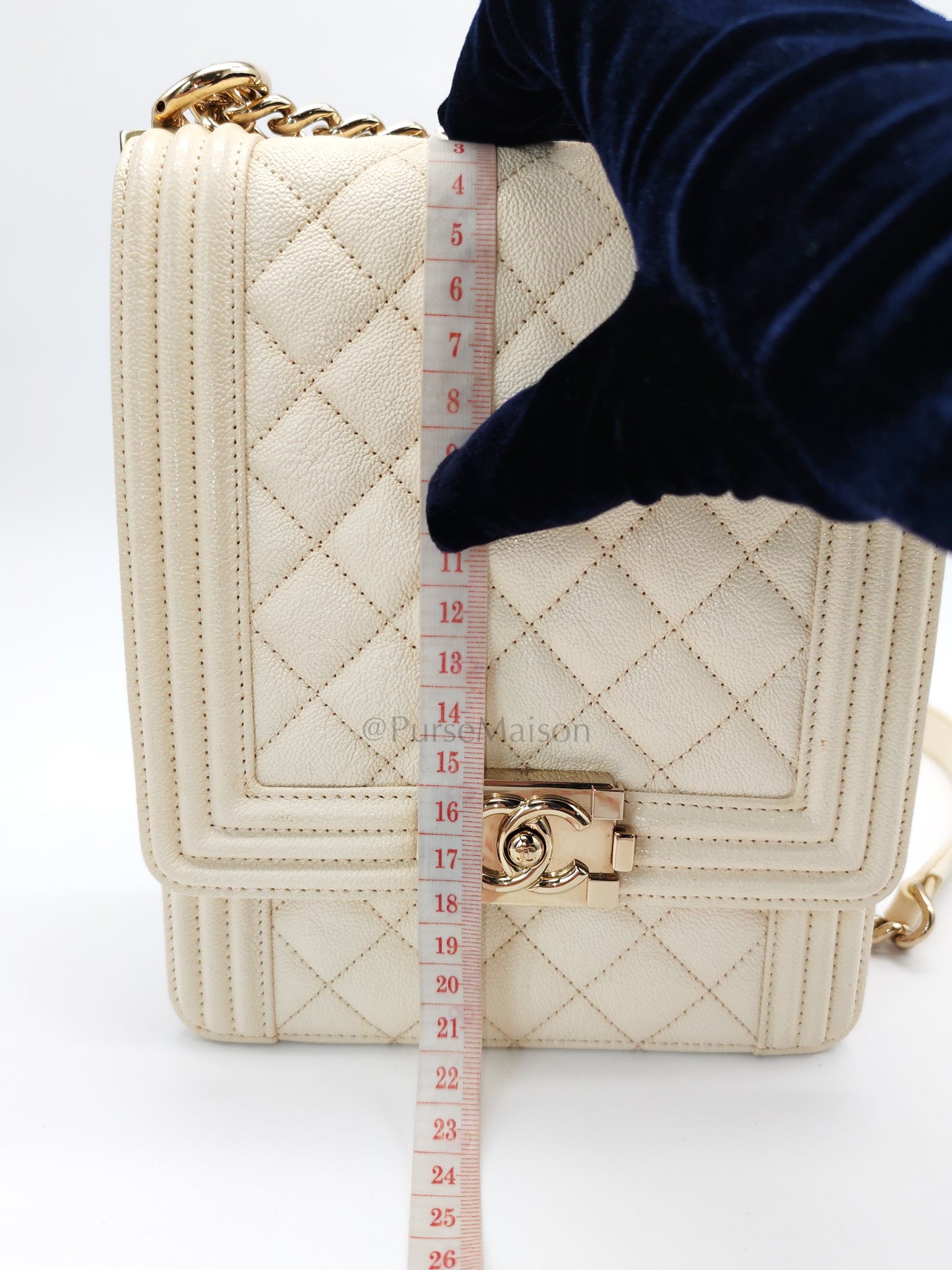 Cruise Boy North South in Off White Caviar Leather and Light Gold Hardware Series 28 | Purse Maison Luxury Bags Shop
