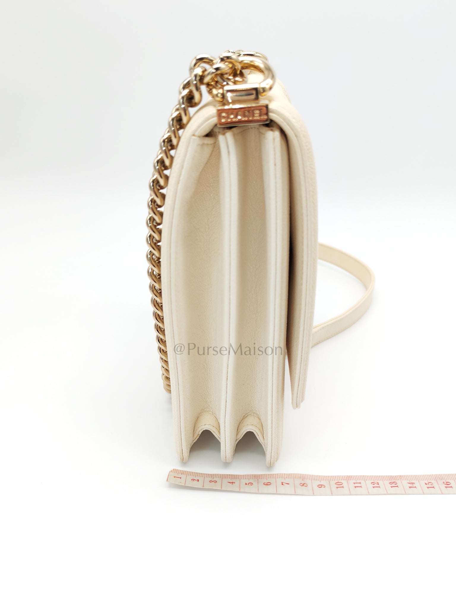 Cruise Boy North South in Off White Caviar Leather and Light Gold Hardware Series 28 | Purse Maison Luxury Bags Shop