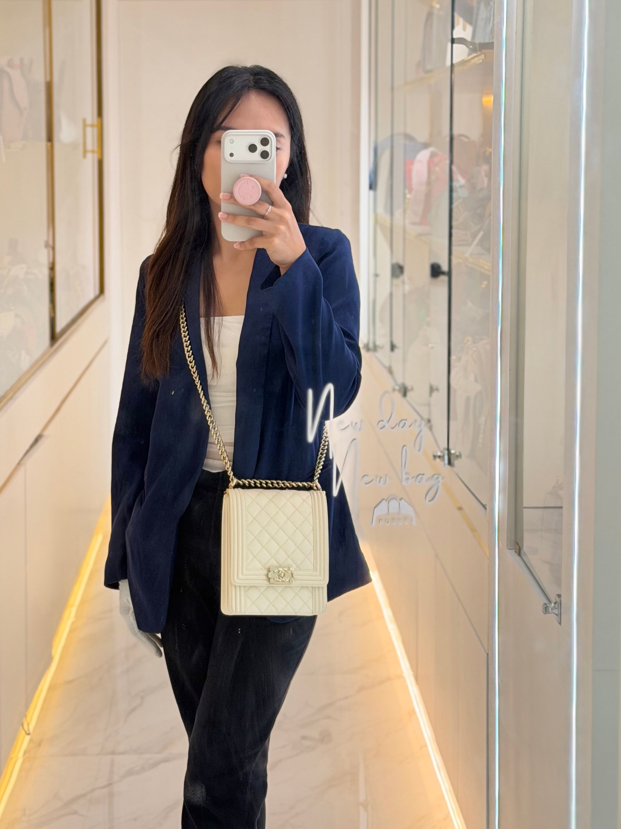 Cruise Boy North South in Off White Caviar Leather and Light Gold Hardware Series 28 | Purse Maison Luxury Bags Shop
