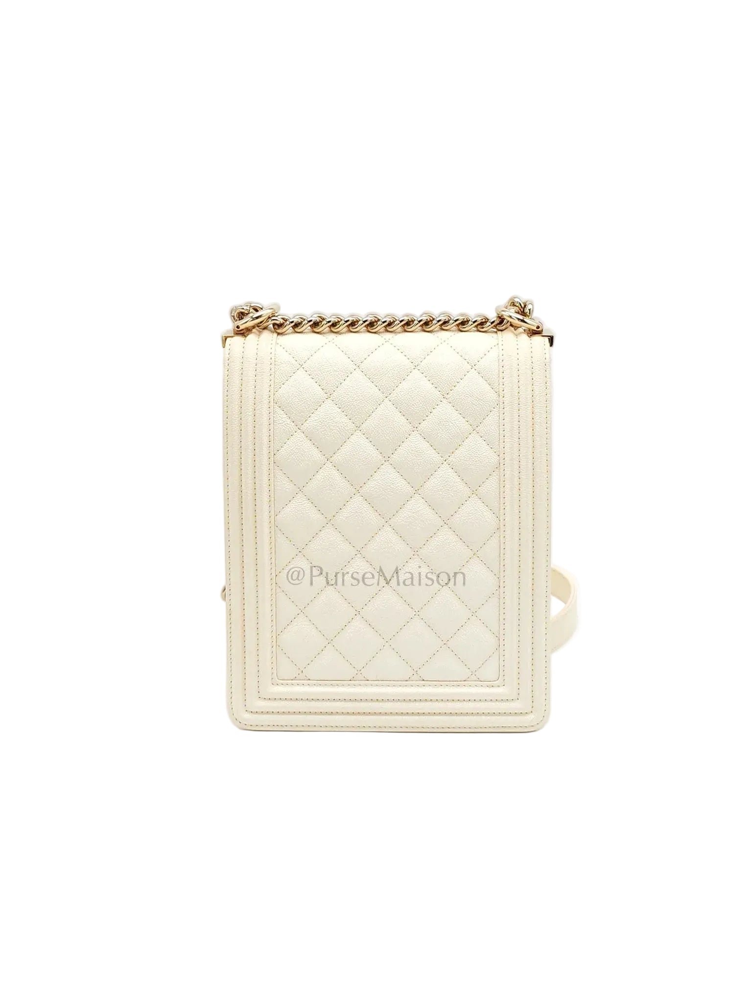 Cruise Boy North South in Off White Caviar Leather and Light Gold Hardware Series 28 | Purse Maison Luxury Bags Shop