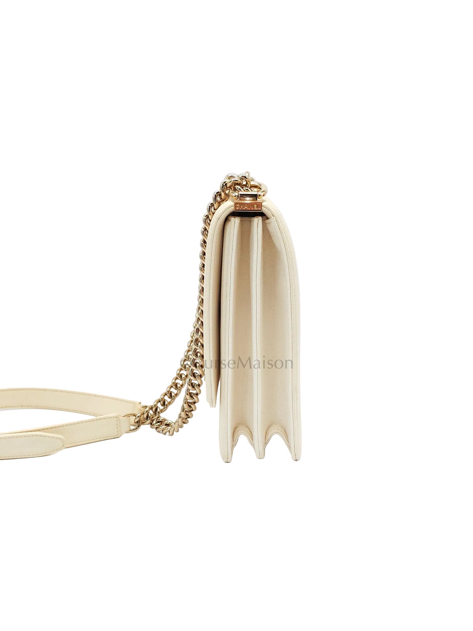 Cruise Boy North South in Off White Caviar Leather and Light Gold Hardware Series 28 | Purse Maison Luxury Bags Shop