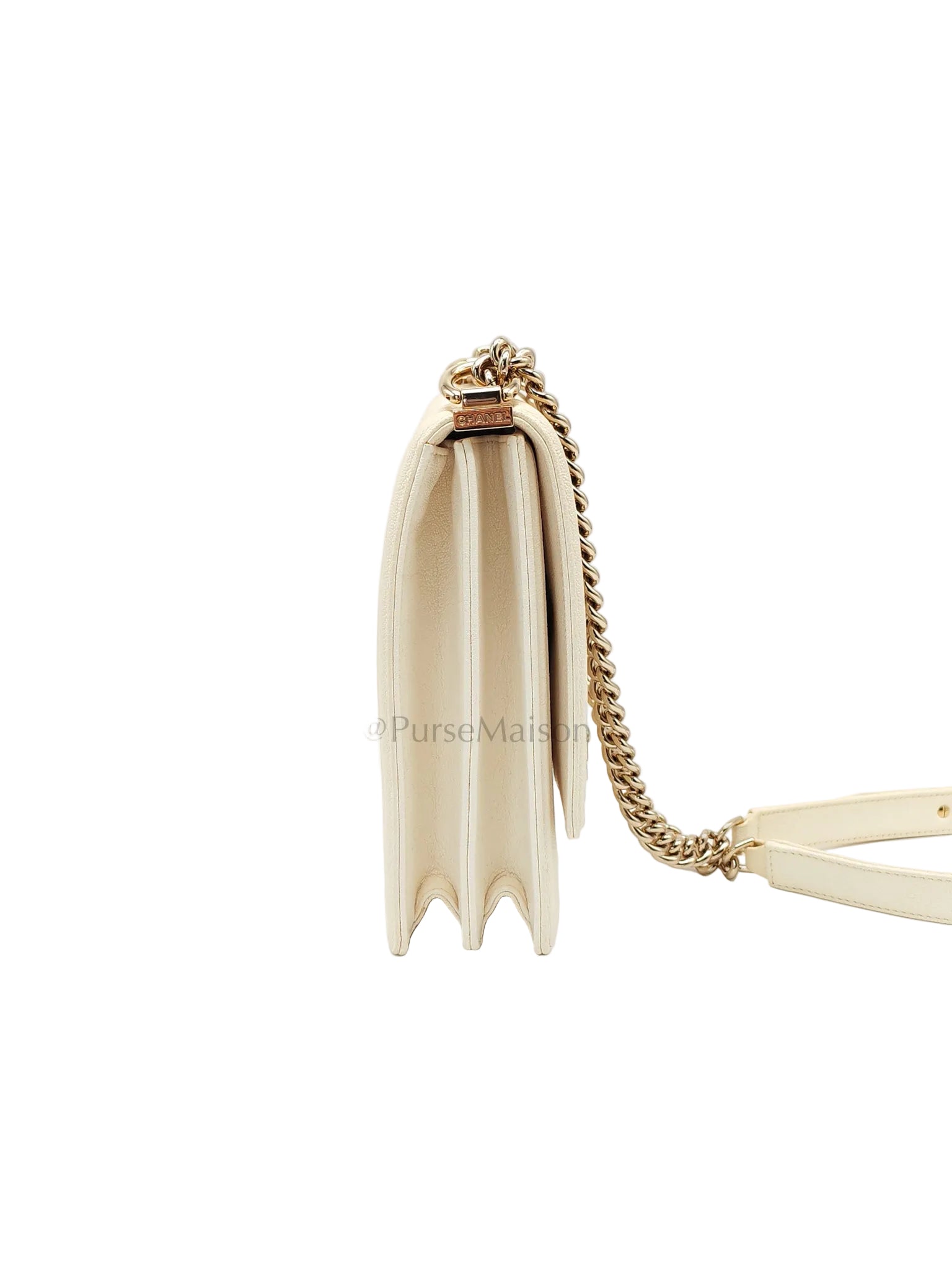 Cruise Boy North South in Off White Caviar Leather and Light Gold Hardware Series 28 | Purse Maison Luxury Bags Shop