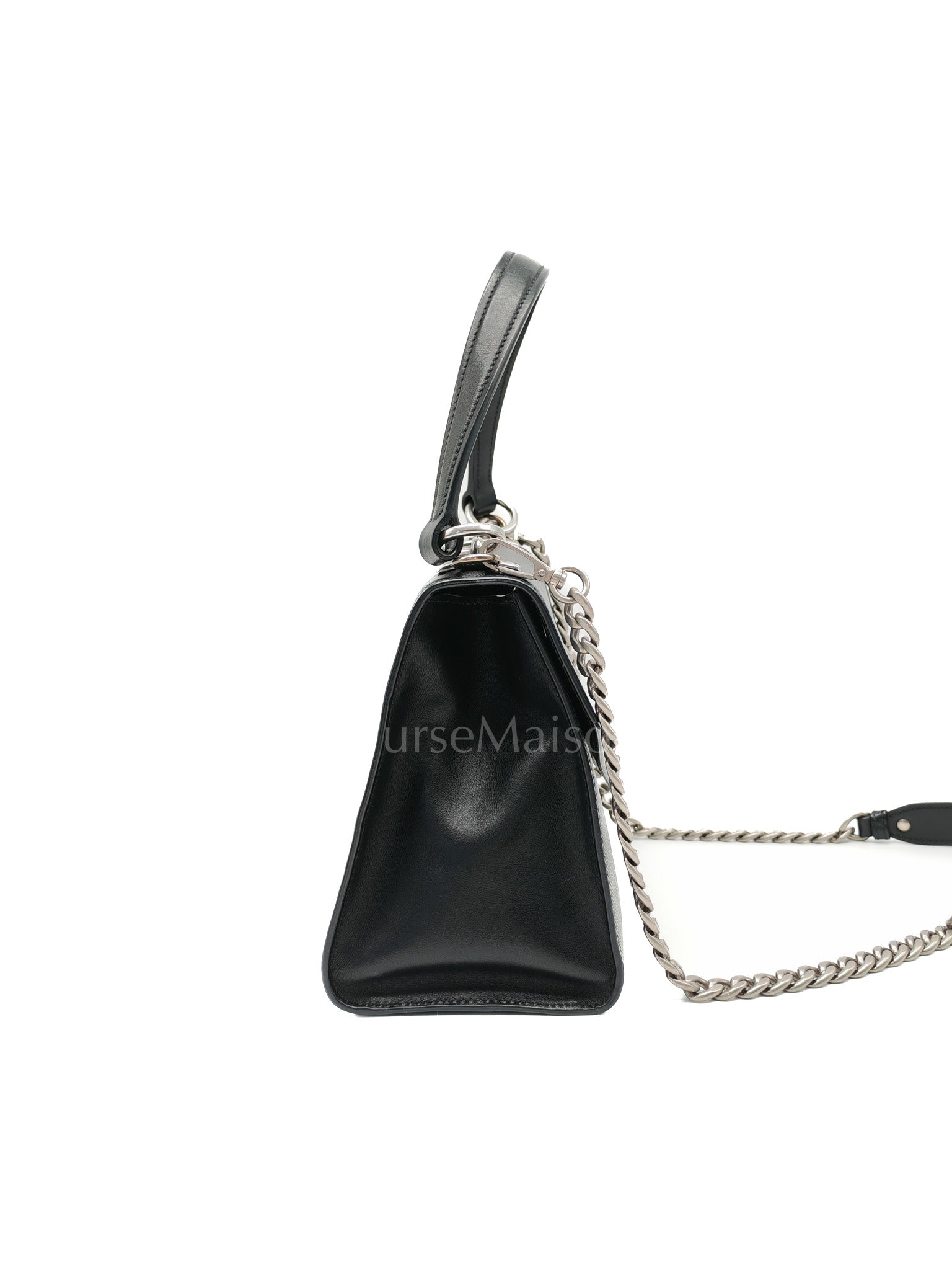 Cuir Monochrome Envelope Flap Shoulder Bag in Black Calfskin Leather & Ruthenium Hardware | Purse Maison Luxury Bags Shop