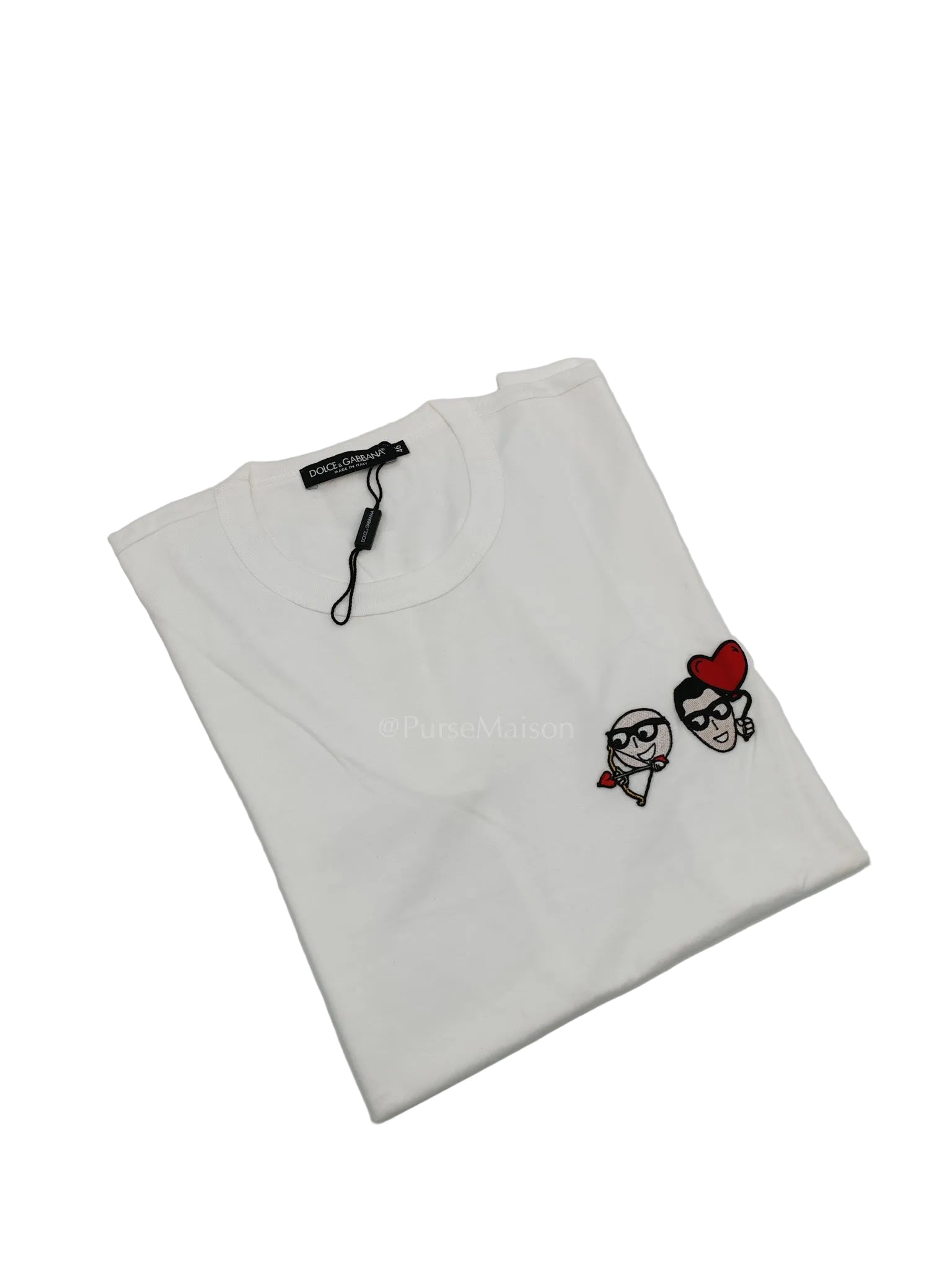 Cupid Heart White T-shirt for Men Size 46 | Purse Maison Luxury Bags Shop