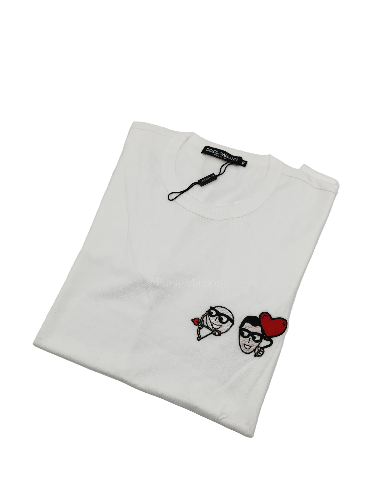 Cupid Heart White T-shirt for Men Size 46 | Purse Maison Luxury Bags Shop