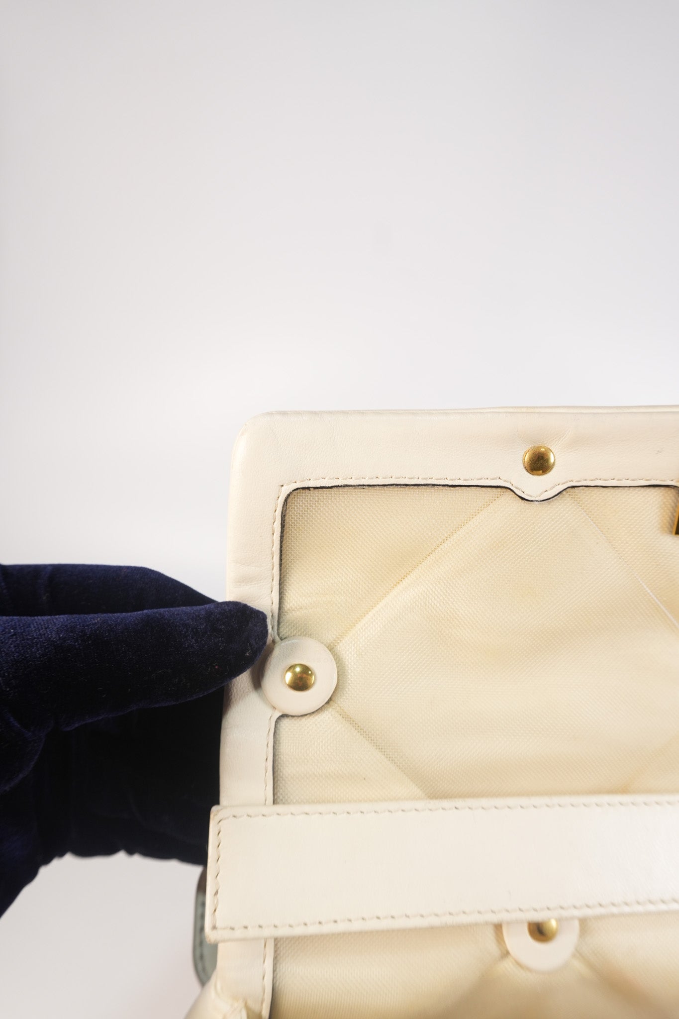 Roman Stud Top Handle Off White Nappa Leather Crossbody Bag