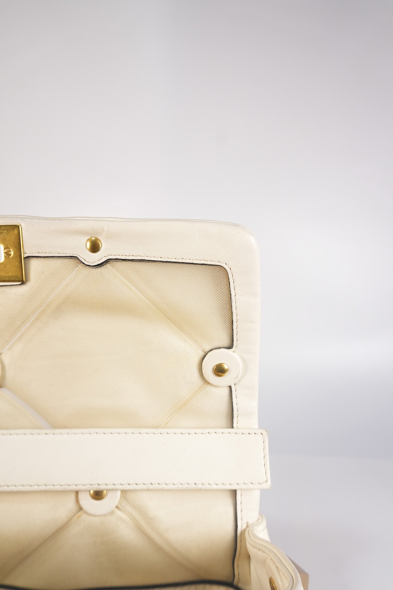 Roman Stud Top Handle Off White Nappa Leather Crossbody Bag