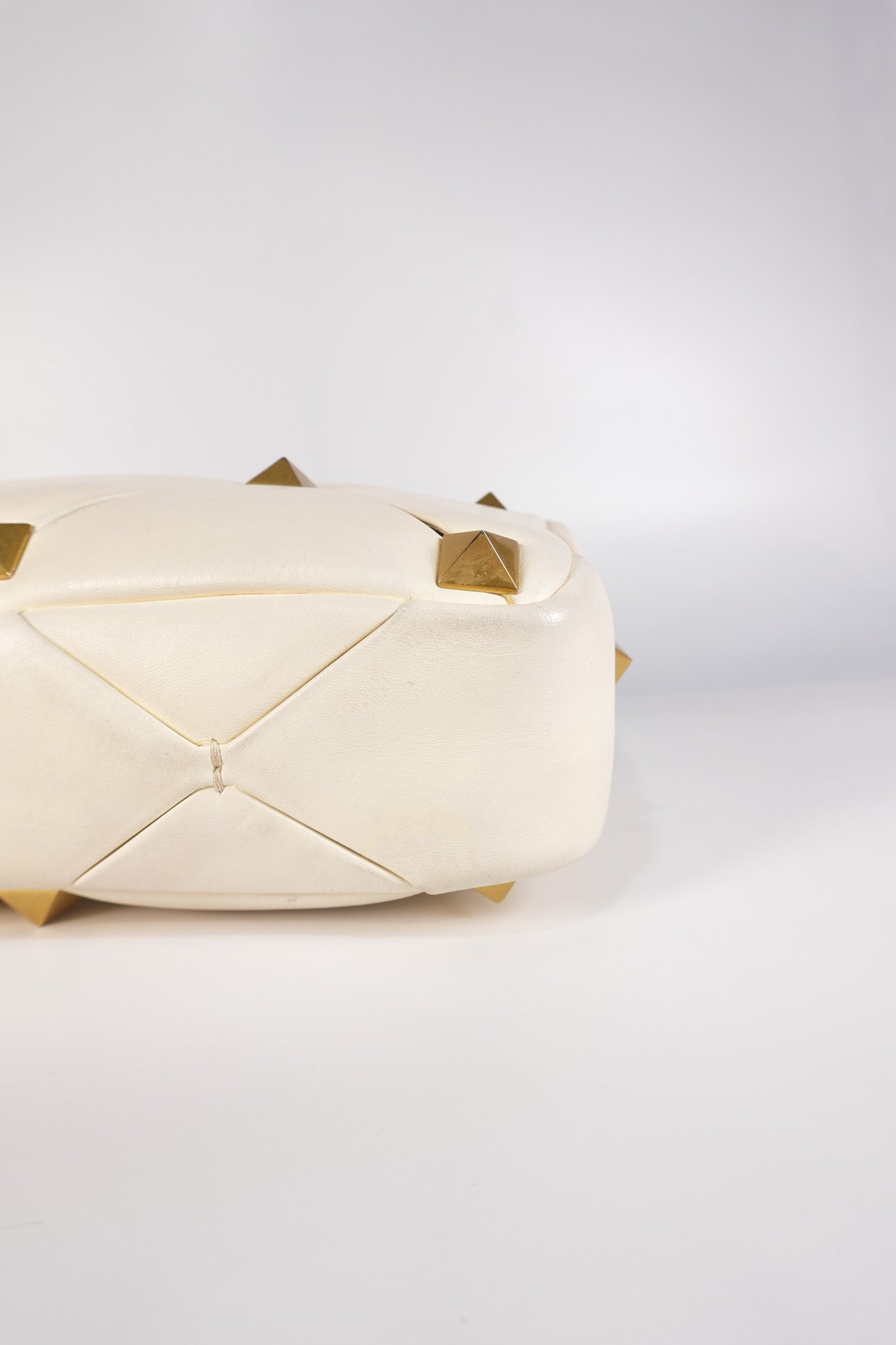 Roman Stud Top Handle Off White Nappa Leather Crossbody Bag