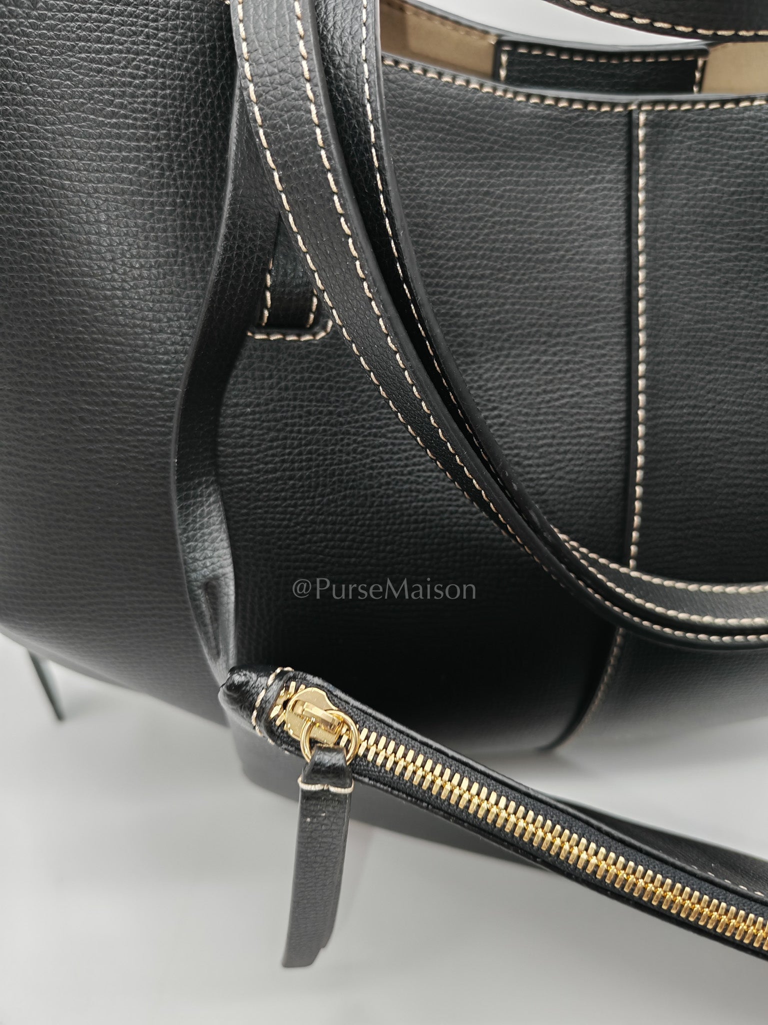 Cyme Mini in Black Grained Leather Tote Bag | Purse Maison Luxury Bags Shop