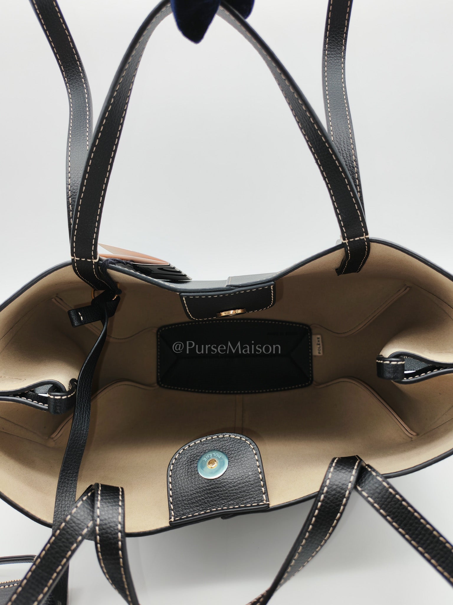 Cyme Mini in Black Grained Leather Tote Bag | Purse Maison Luxury Bags Shop