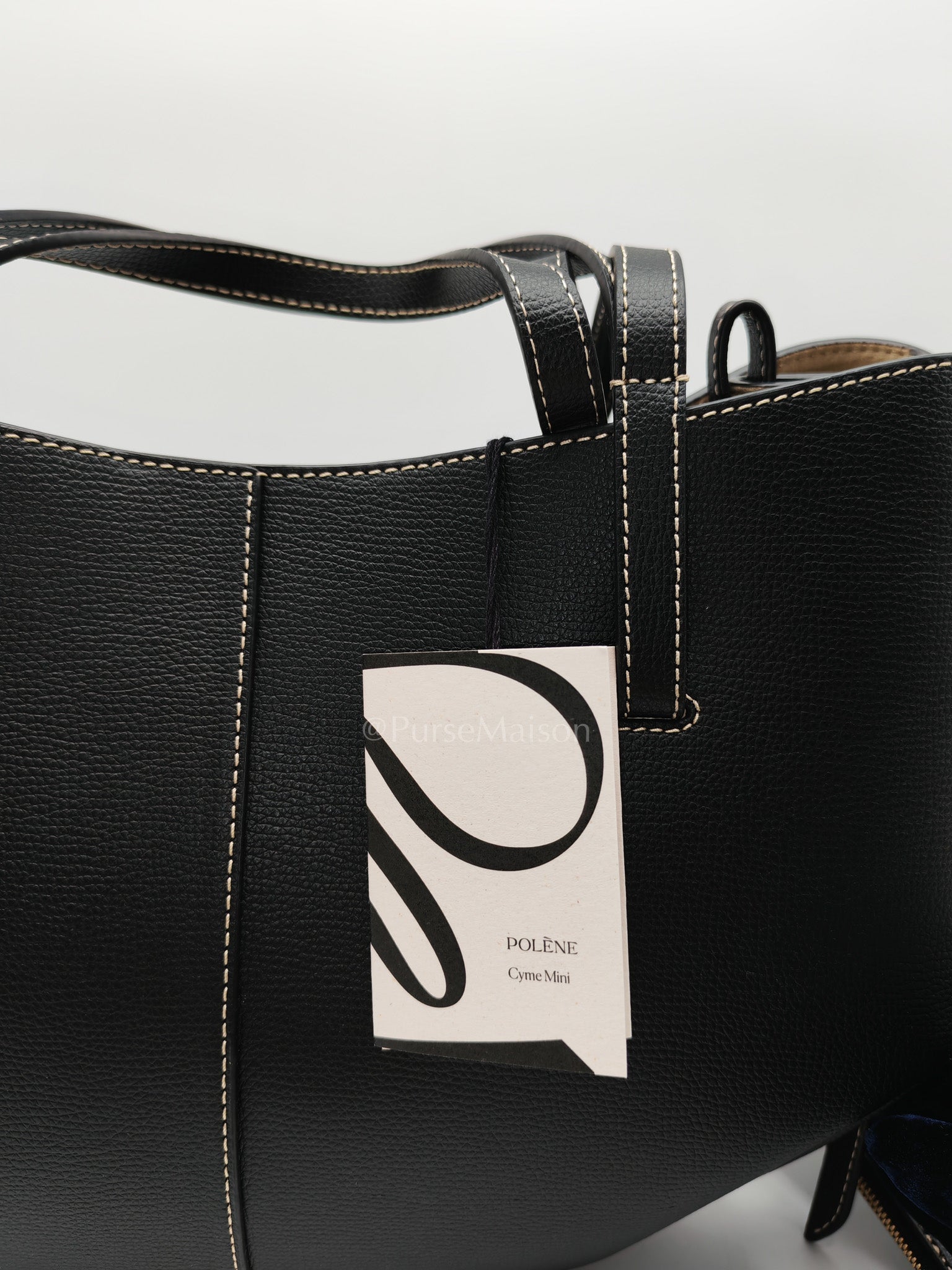 Cyme Mini in Black Grained Leather Tote Bag | Purse Maison Luxury Bags Shop