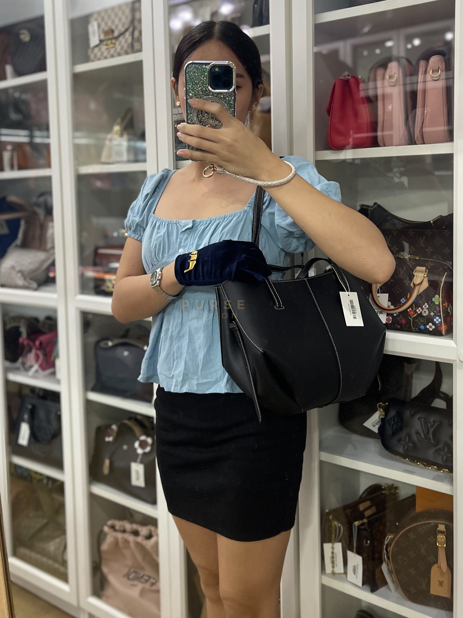 Cyme Mini In Noir Courtures Ecrues Graine Leather | Purse Maison Luxury Bags Shop