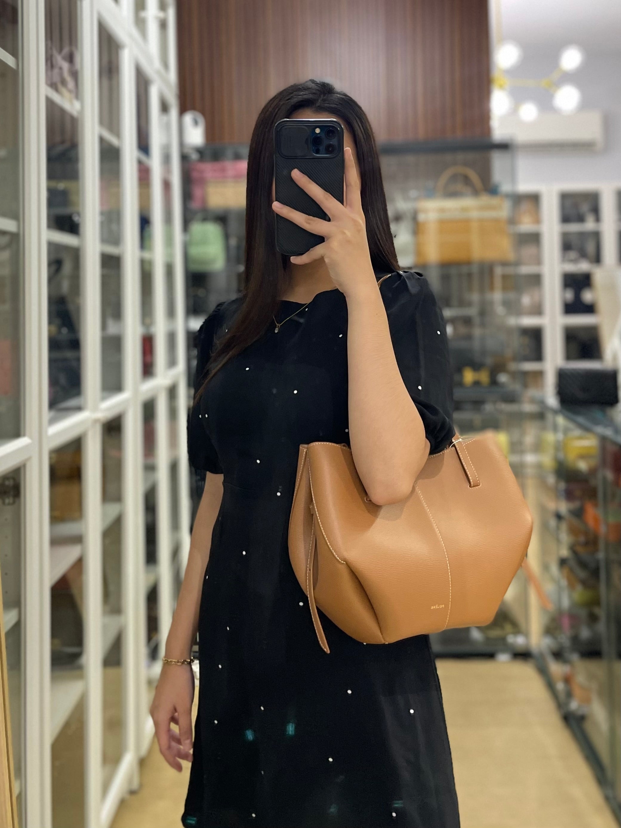 Cyme Mini In Camel Graine Leather | Purse Maison Luxury Bags Shop