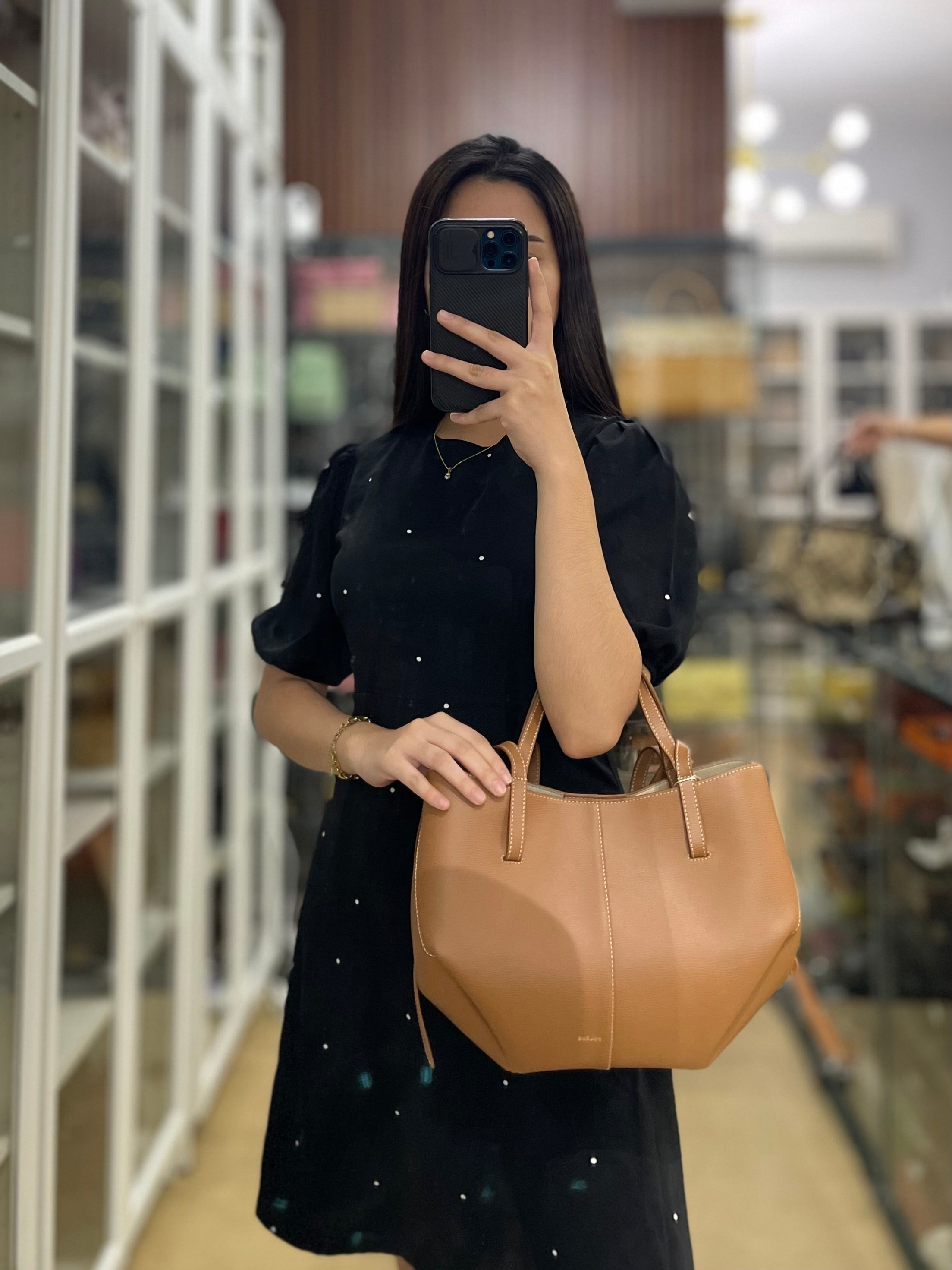 Cyme Mini In Camel Graine Leather | Purse Maison Luxury Bags Shop
